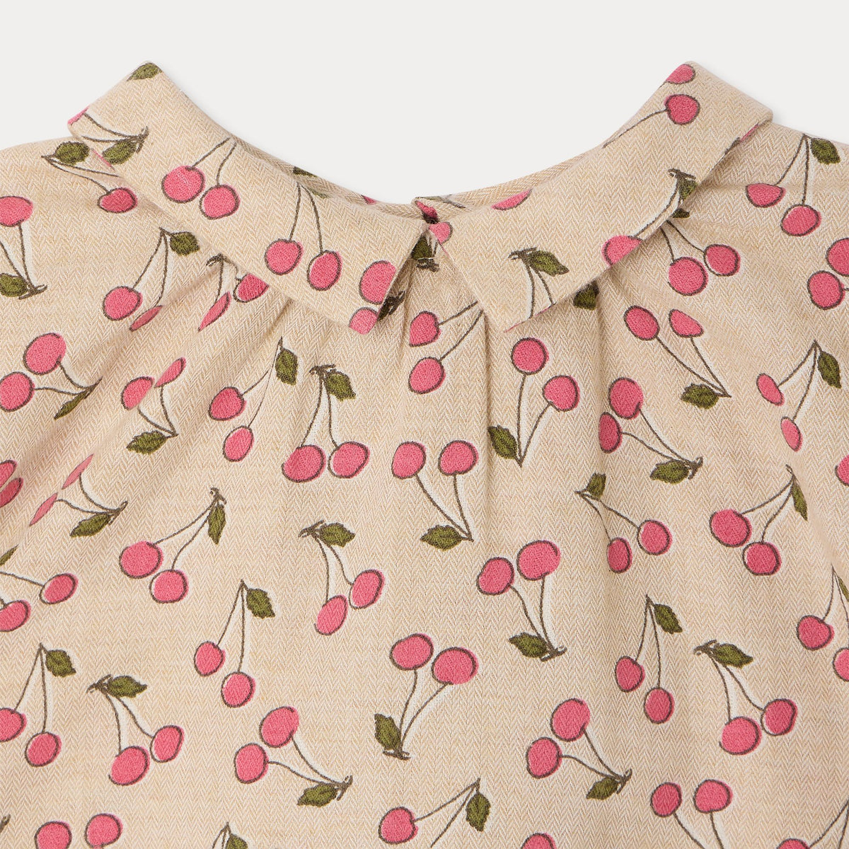 Baby Girls Beige Cherry Printed Cotton Blouse