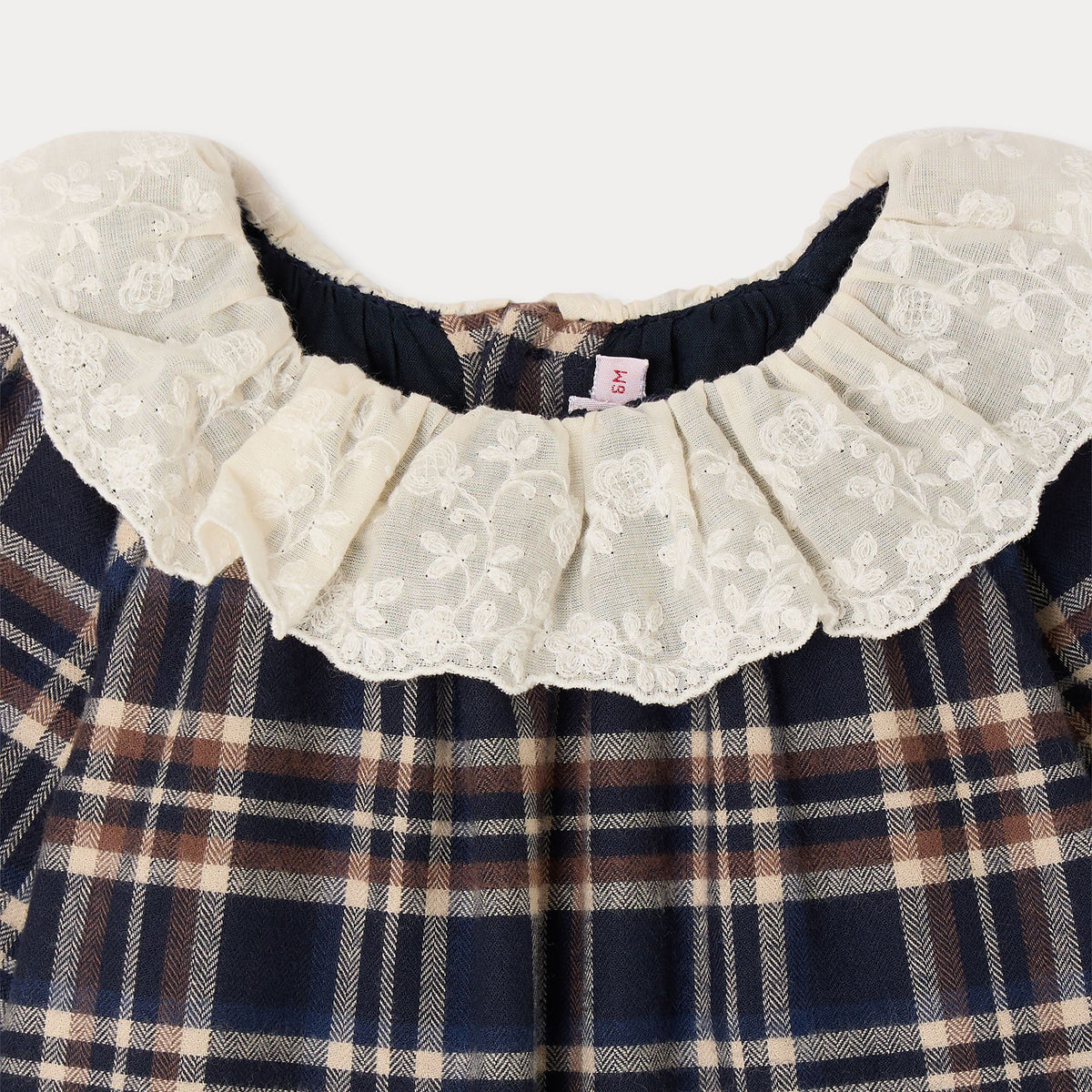 Baby Girls Navy Check Cotton Dress