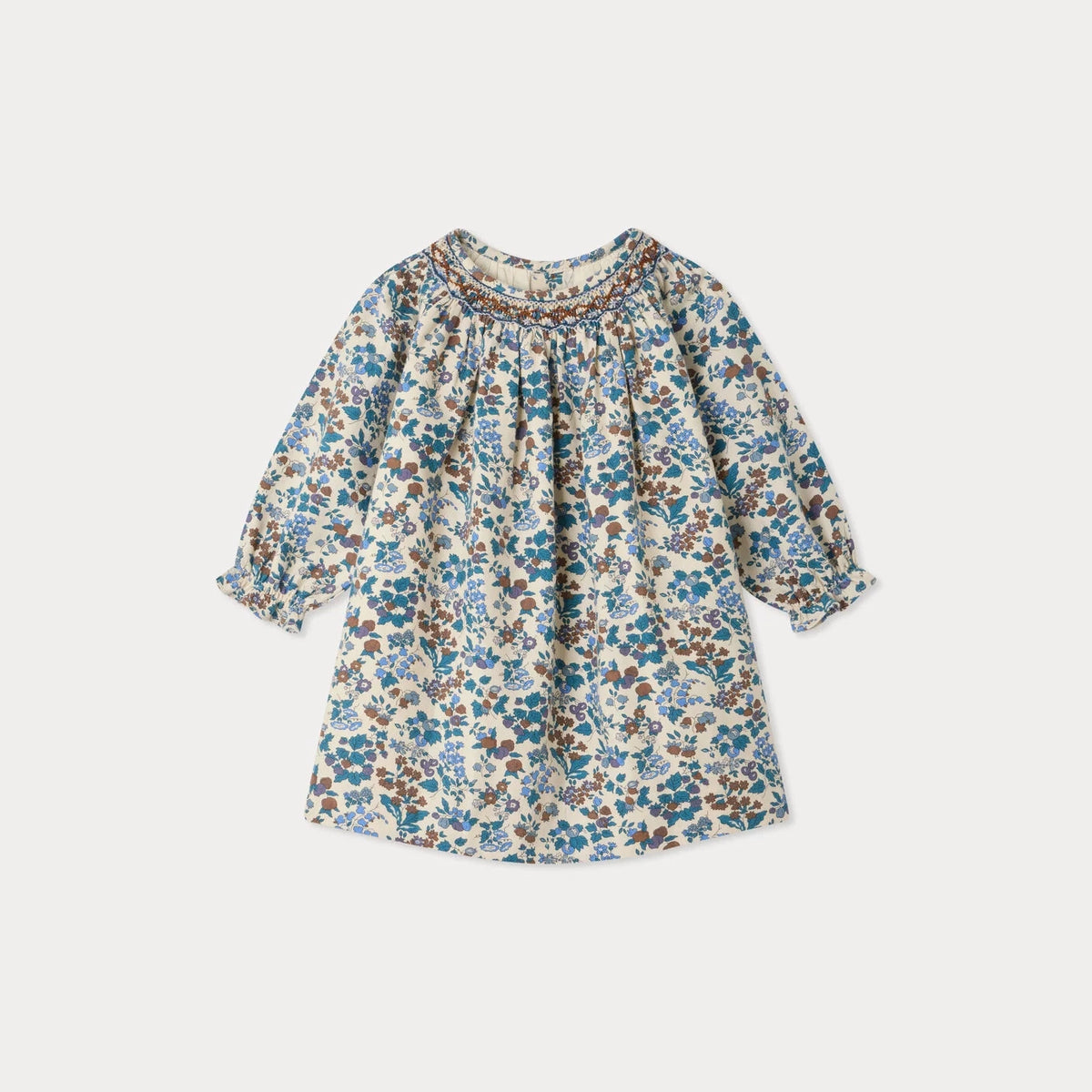 Baby Girls Blue Floral Cotton Dress