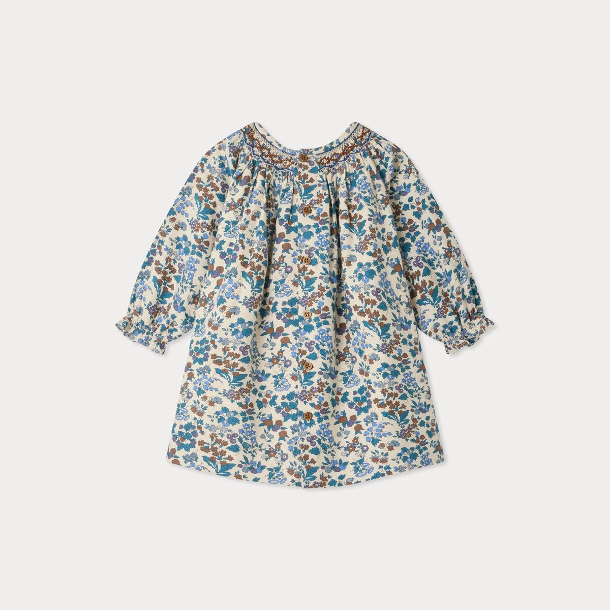 Baby Girls Blue Floral Cotton Dress