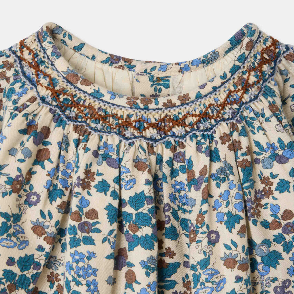 Baby Girls Blue Floral Cotton Dress