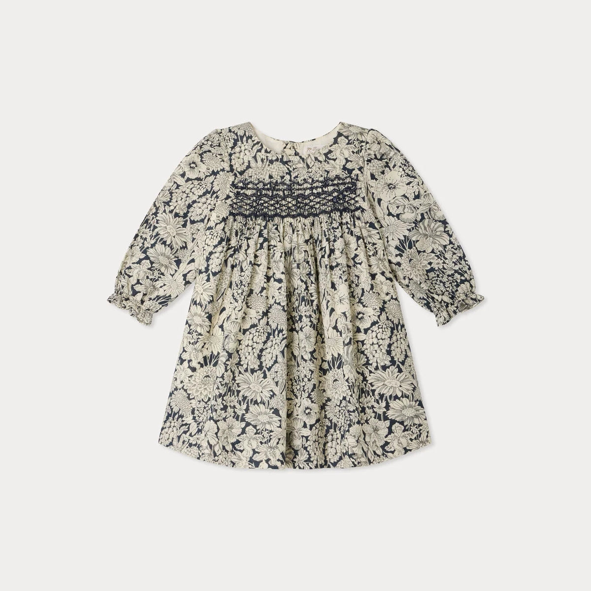 Baby Girls Navy Flower Cotton Dress