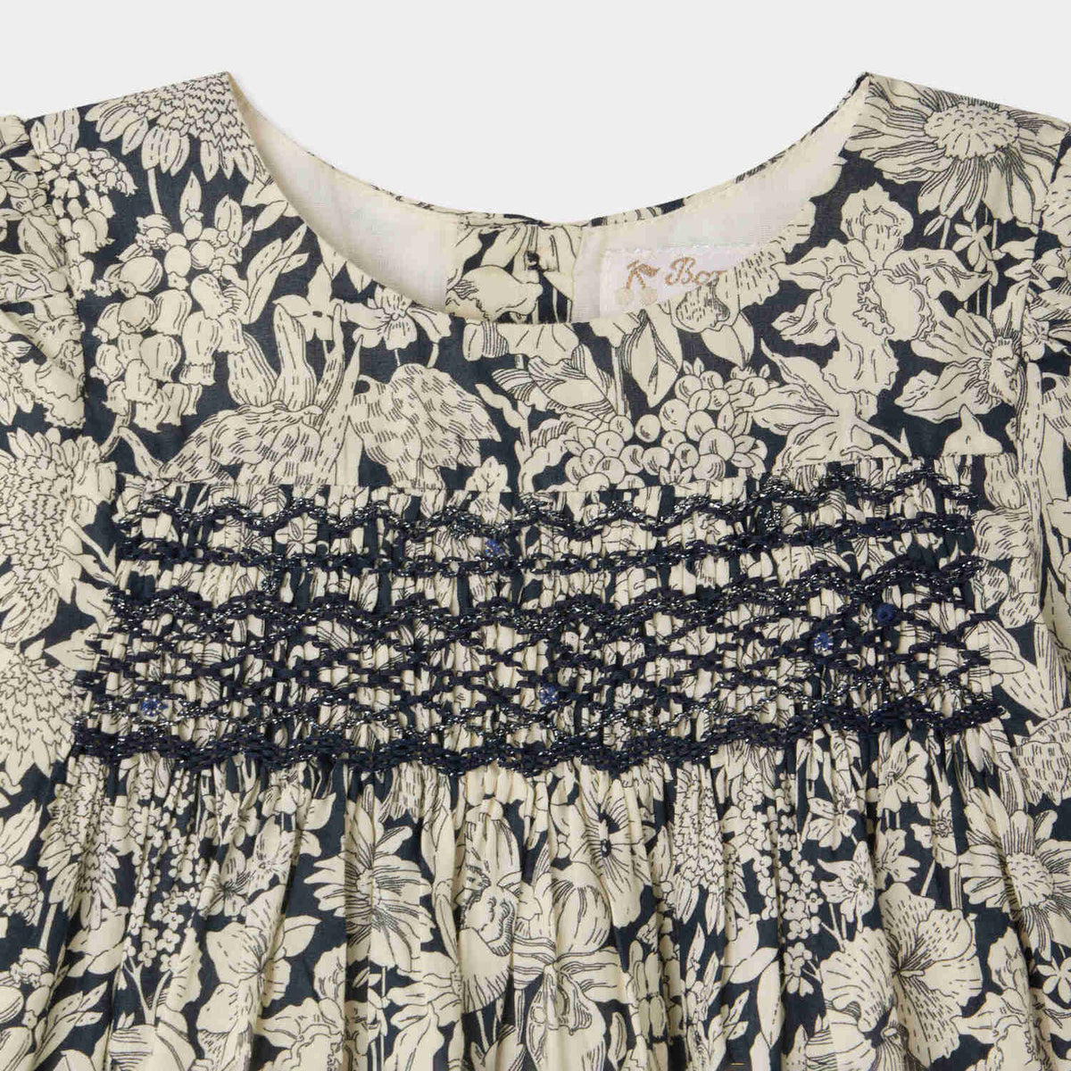 Baby Girls Navy Flower Cotton Dress
