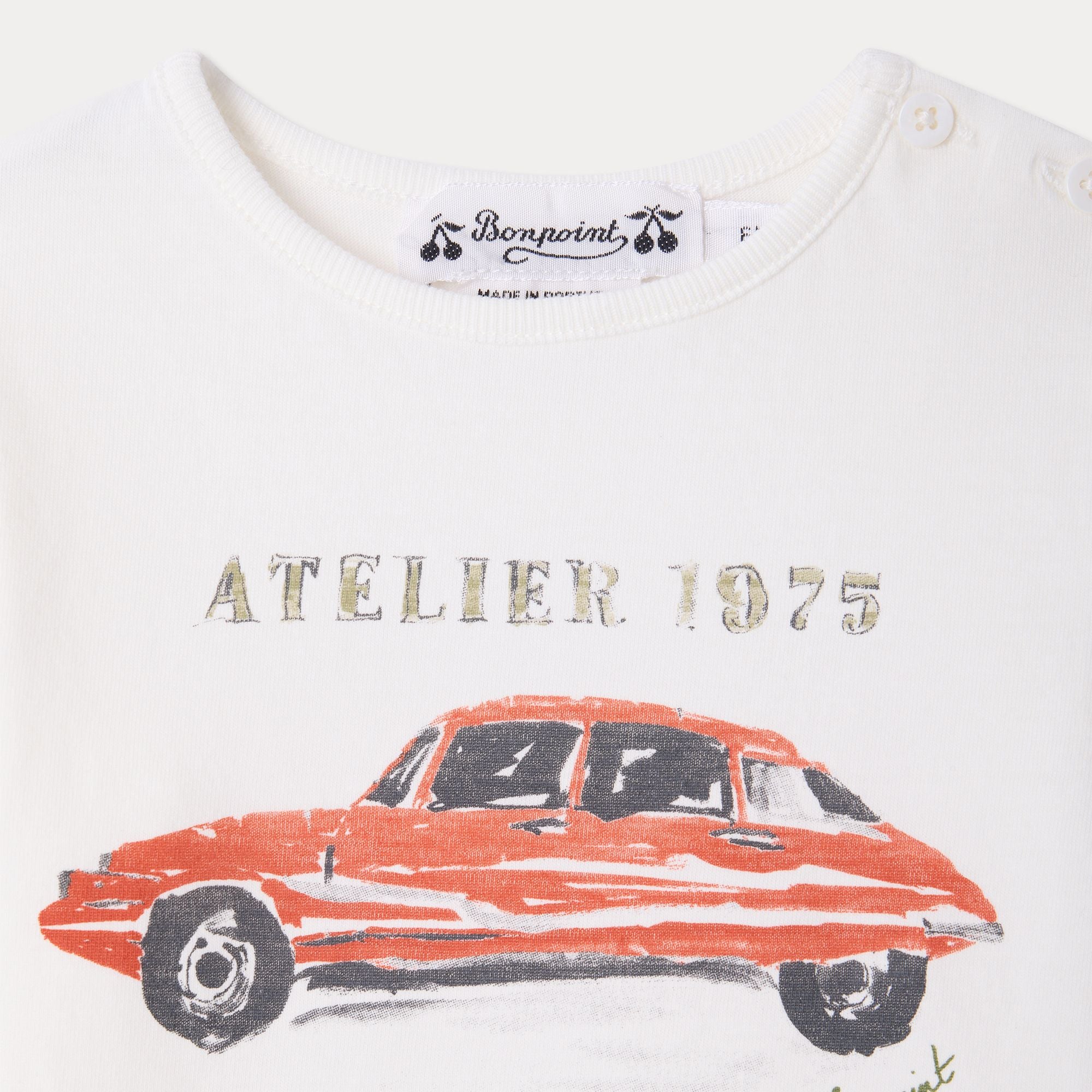 Baby Boys White Printed Cotton T-Shirt