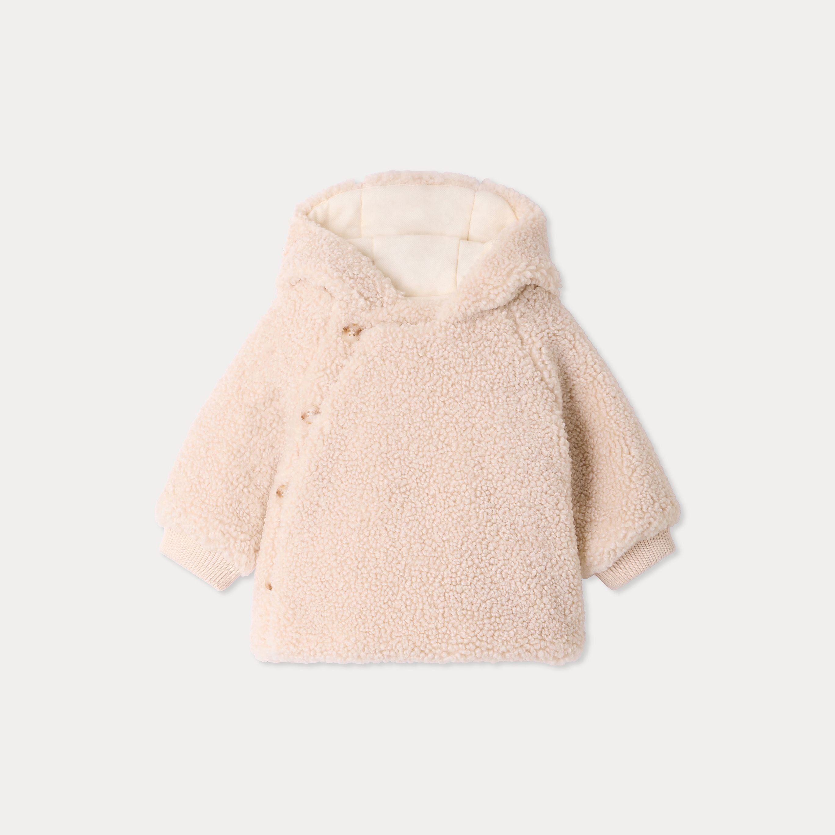 Baby Boys & Girls Beige Padded Sherpa Jacket