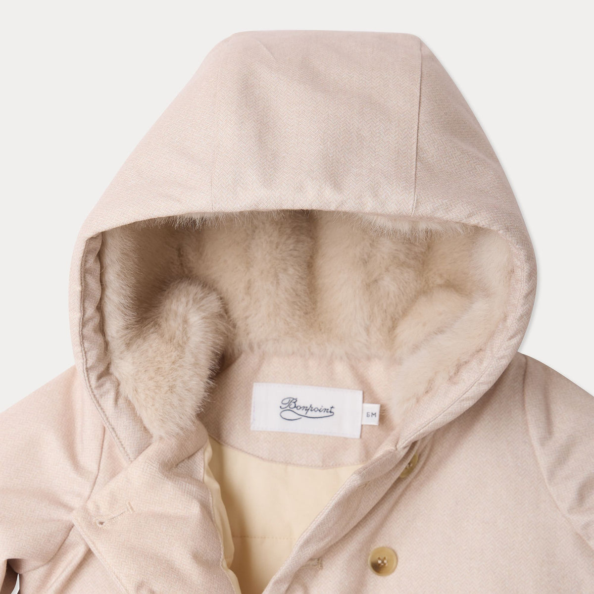 Baby Girls Beige Hooded Padded Jacket