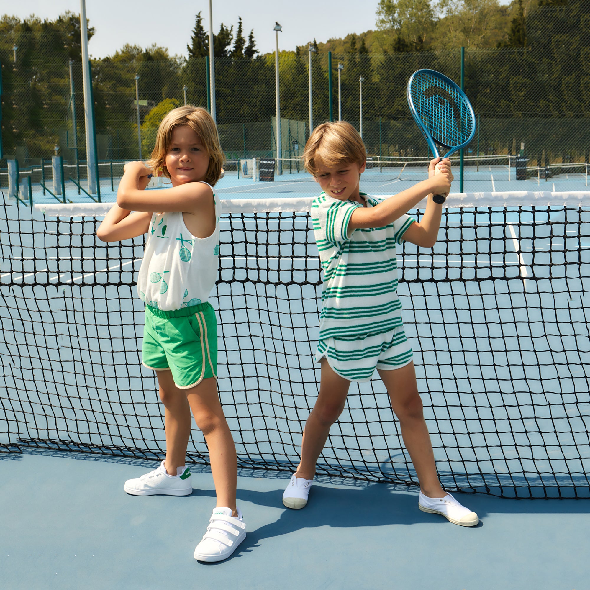 Boys & Girls Green Stripes Cotton Shorts