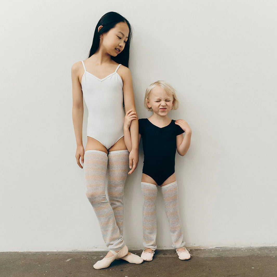 Boys & Girls Gold Stripes Ballet Leg Warmers(Whisper - KIDS leg warmers)