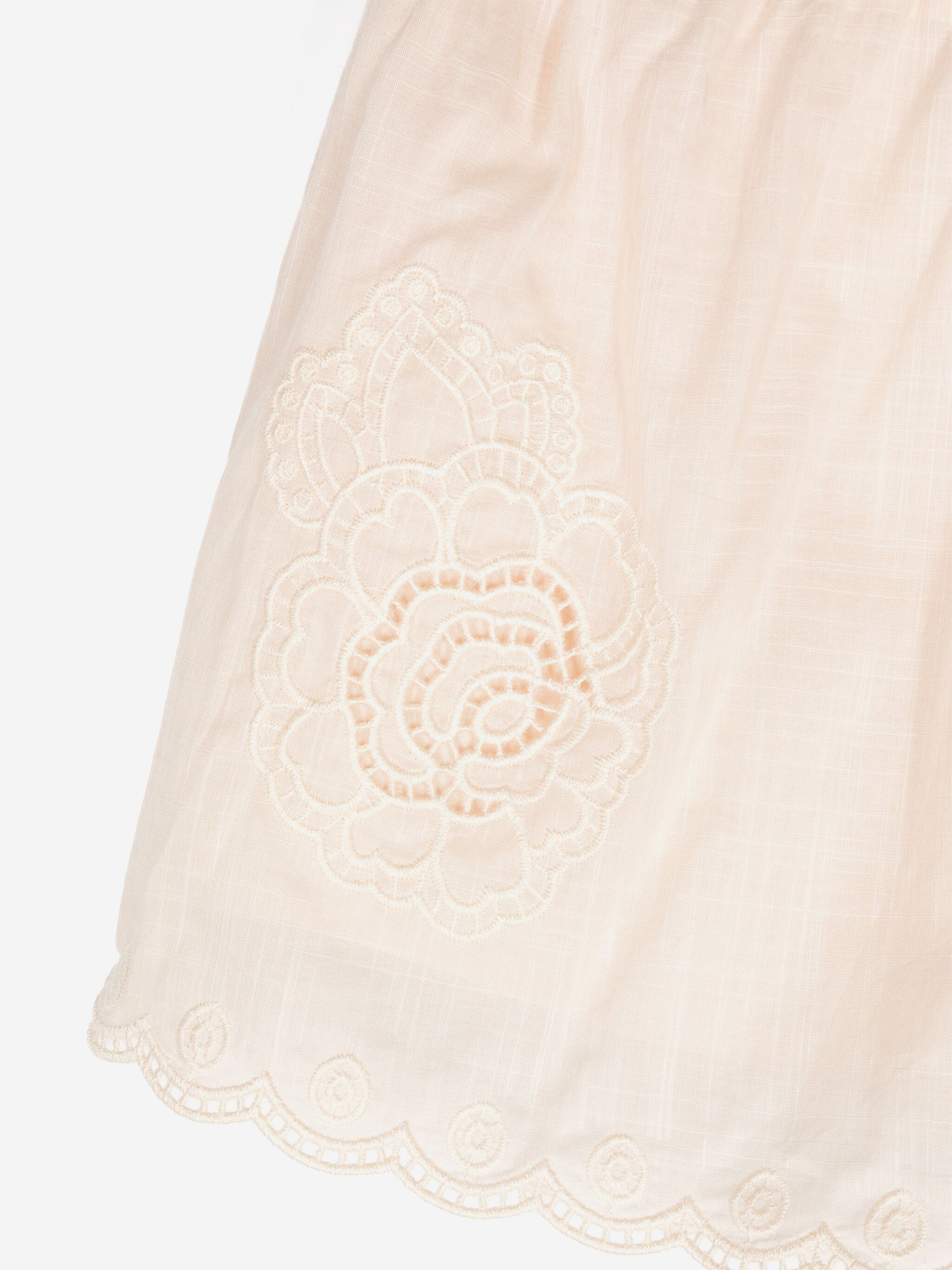 Zimmermann Girls Halliday Embroidered Shorts in Ivory