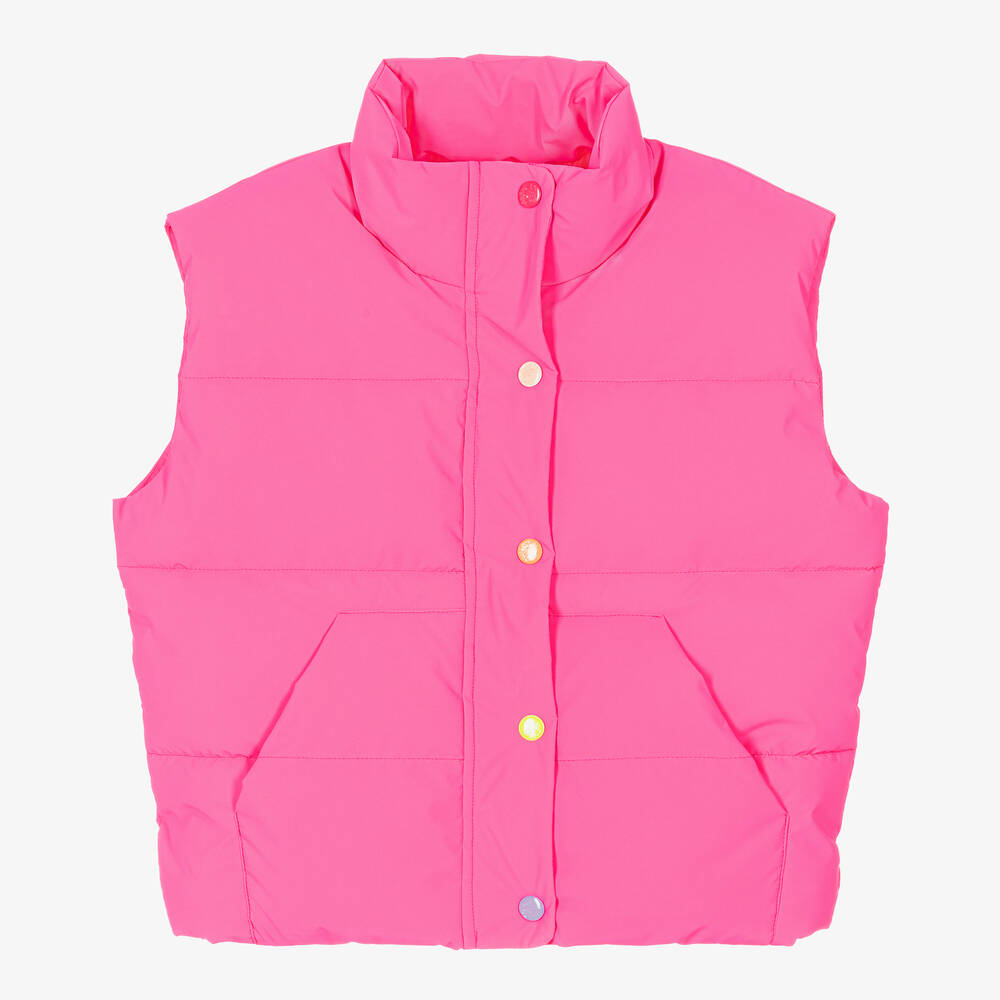Girls Neon Pink Padded Gilet
