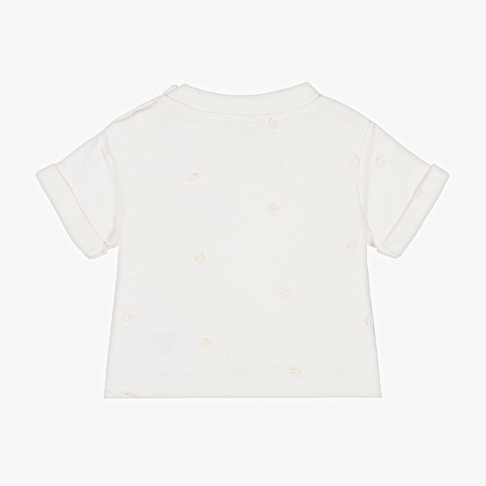 Baby Girls White Cotton T-Shirt