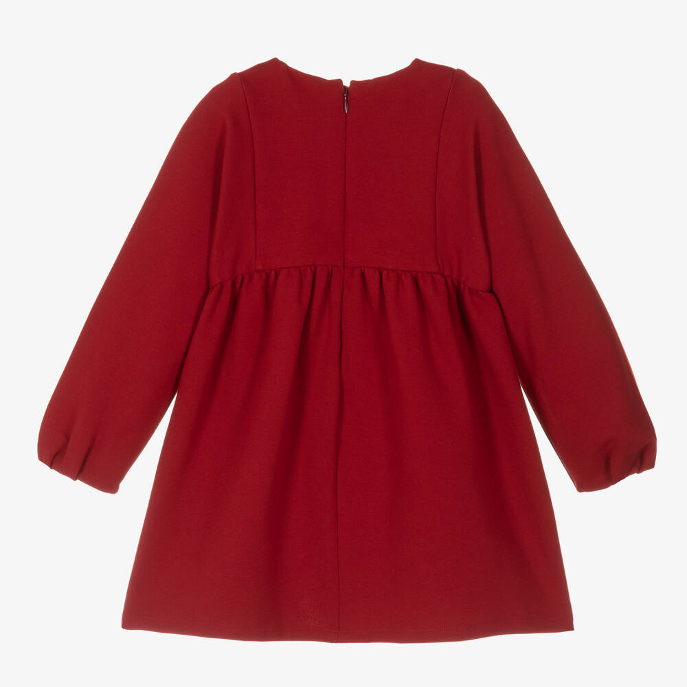 Girls Dark Red Embroidered Dress