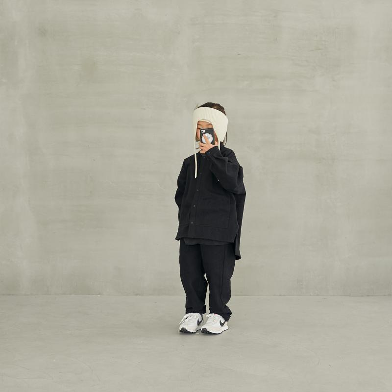 Boys & Girls Black Cotton Shirt