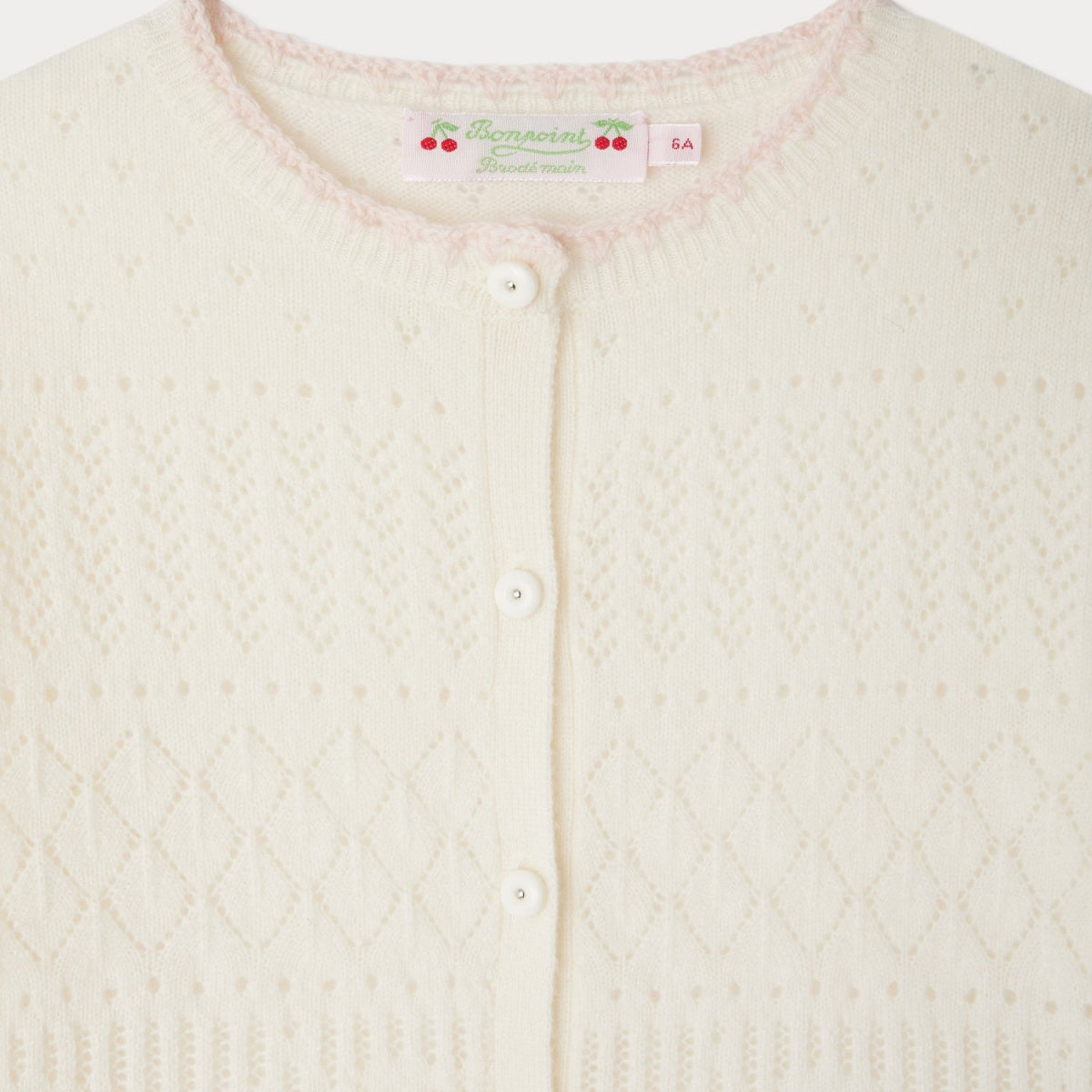 Girls White Cashmere Cardigan