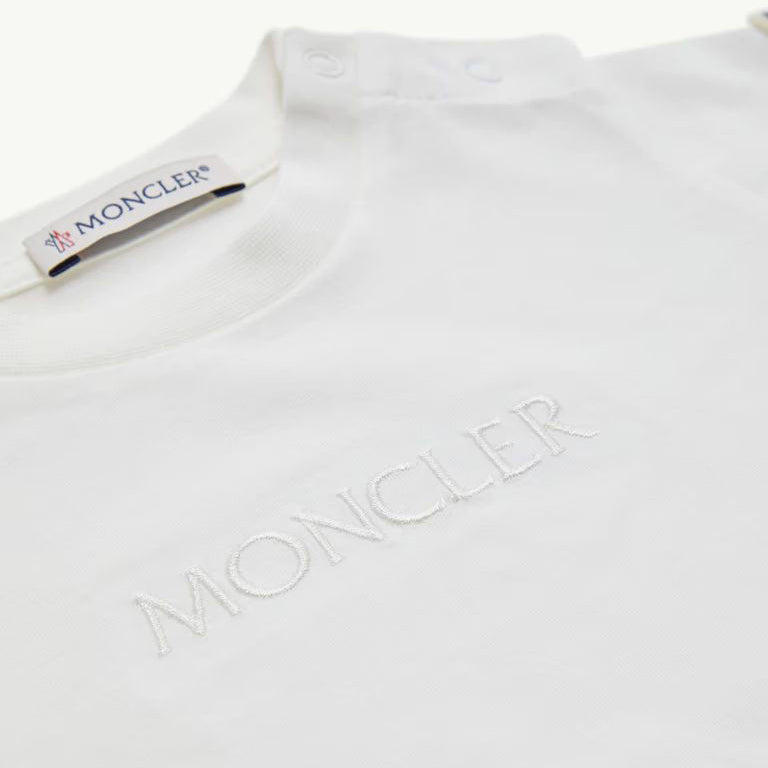 Baby Girls White Embroidered Logo Cotton T-Shirt