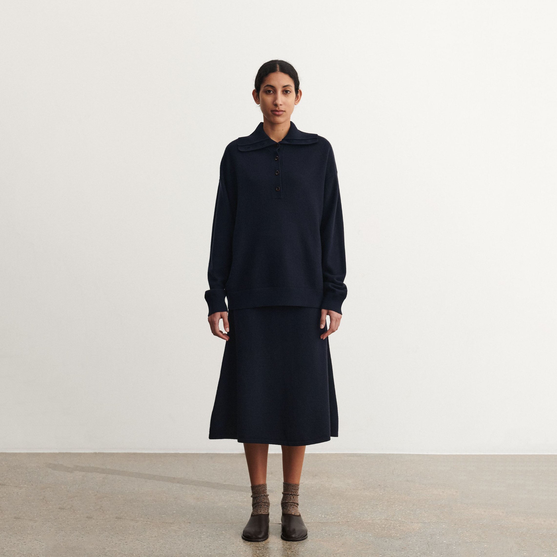 Women Navy Wool Skirt