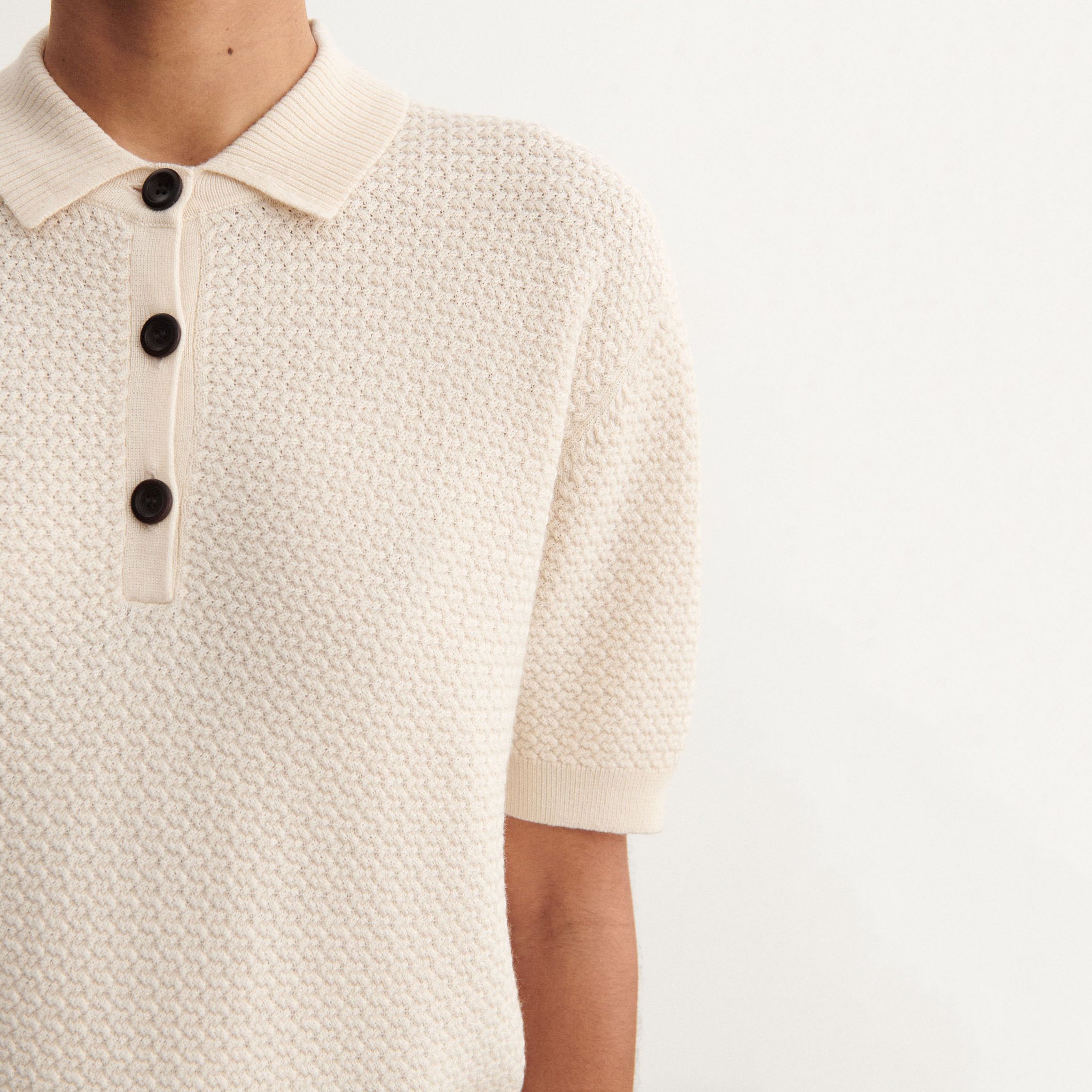 Women White Wool Polo Shirt