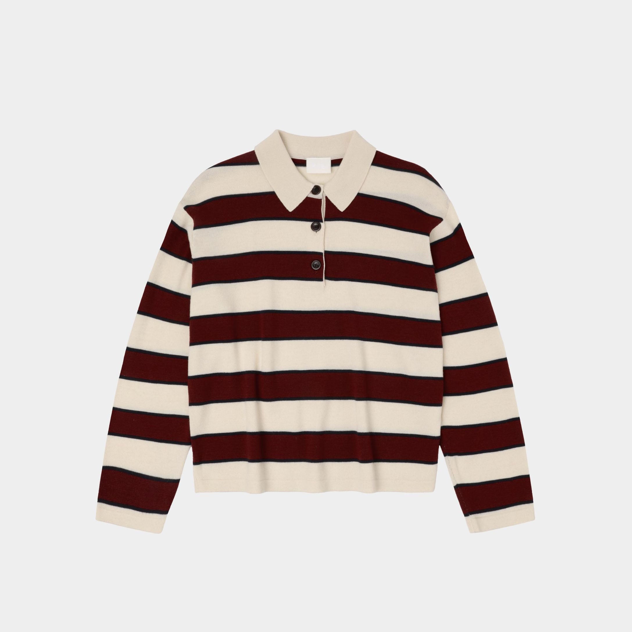 Women Cranberry Stripes Wool Polo Shirt