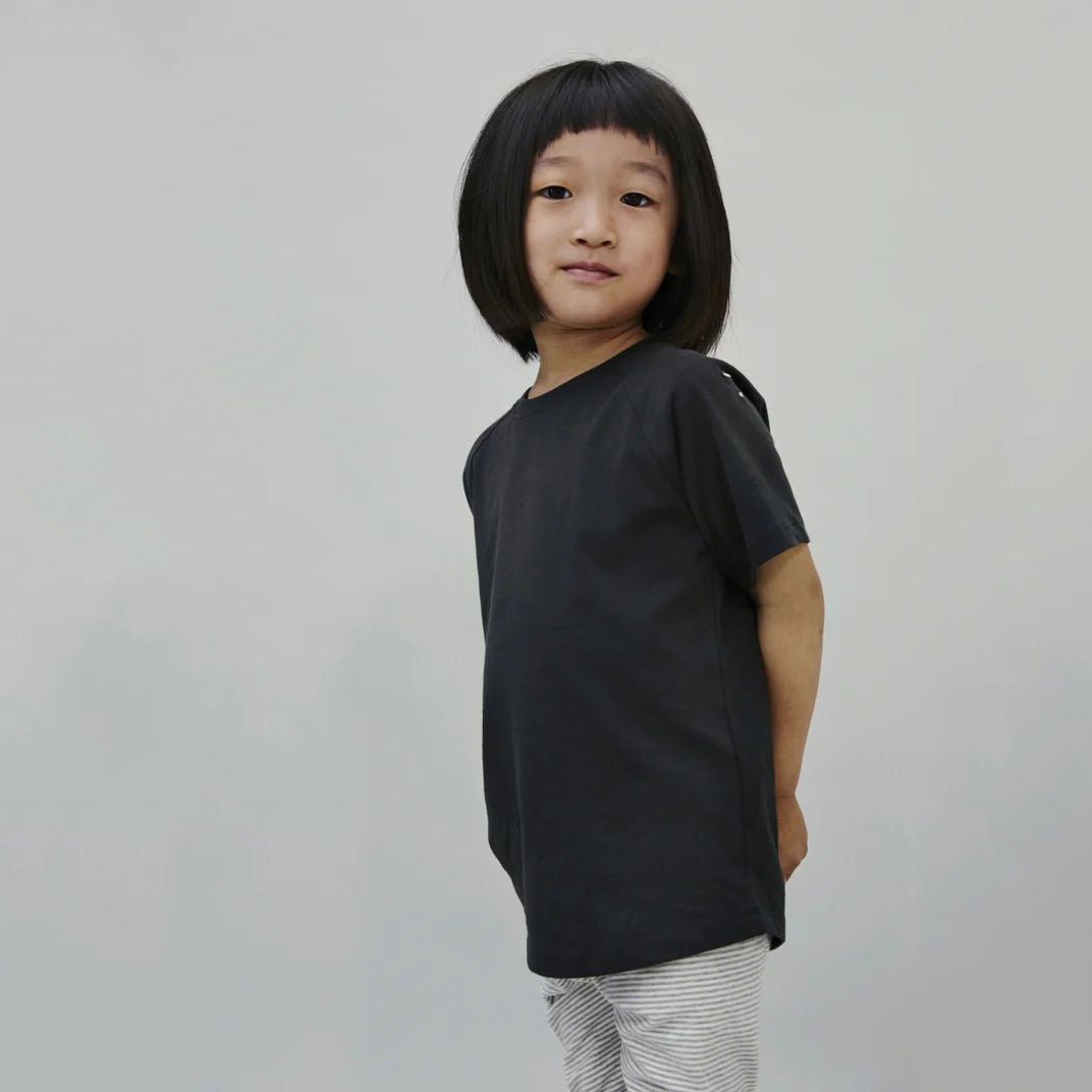 Boys & Girls Black Cotton T-Shirt