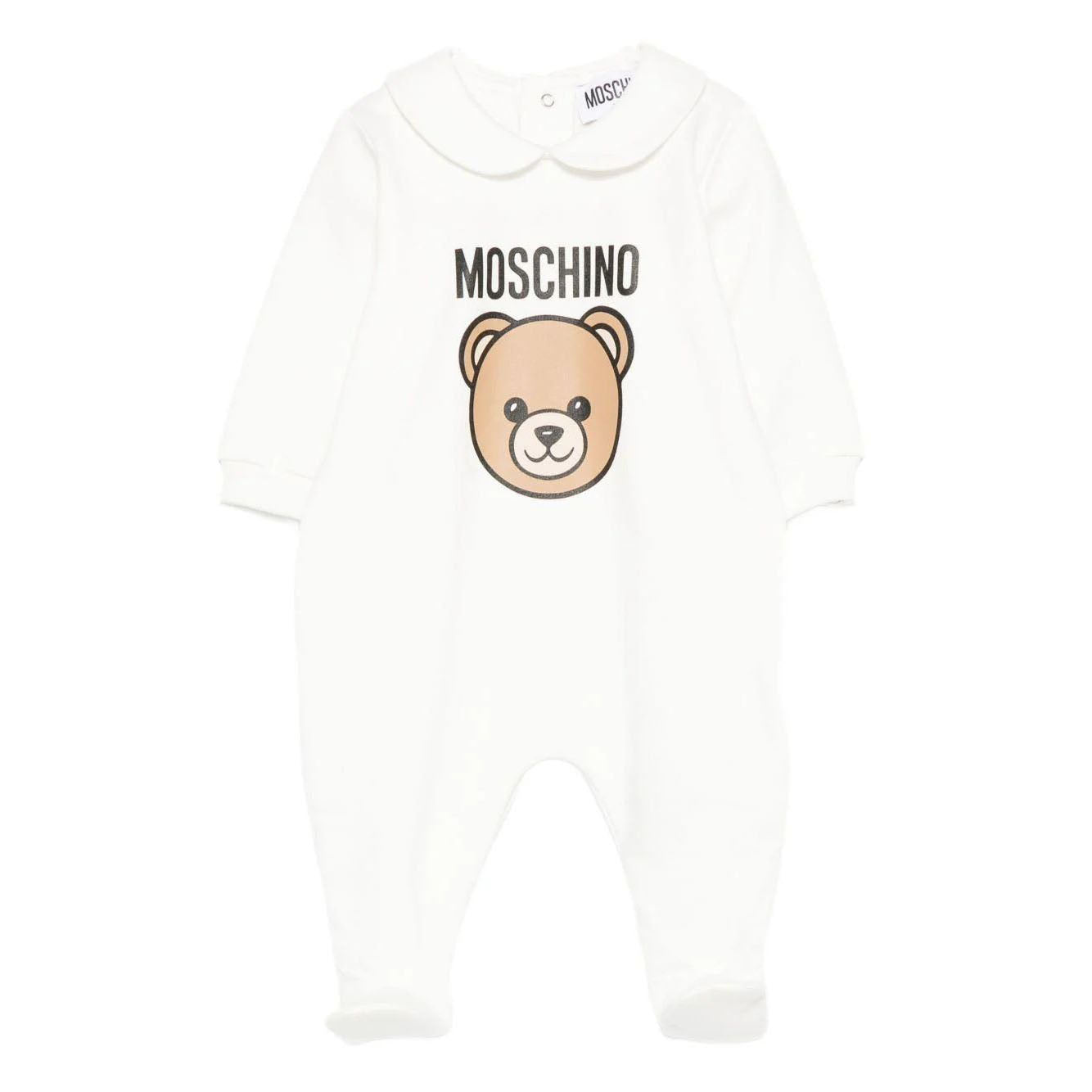 Baby Boys & Girls White Bear Printed Cotton Babysuit