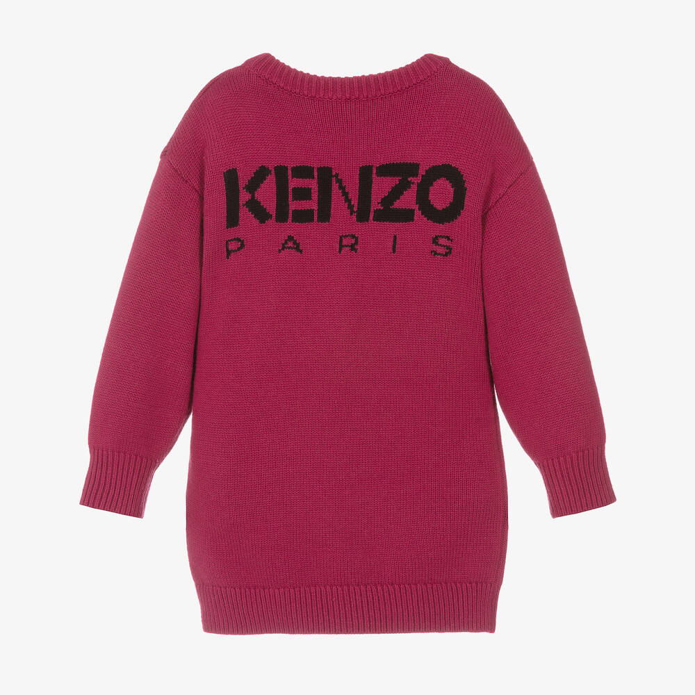 Girls Wine Red Logo Cotton Dress