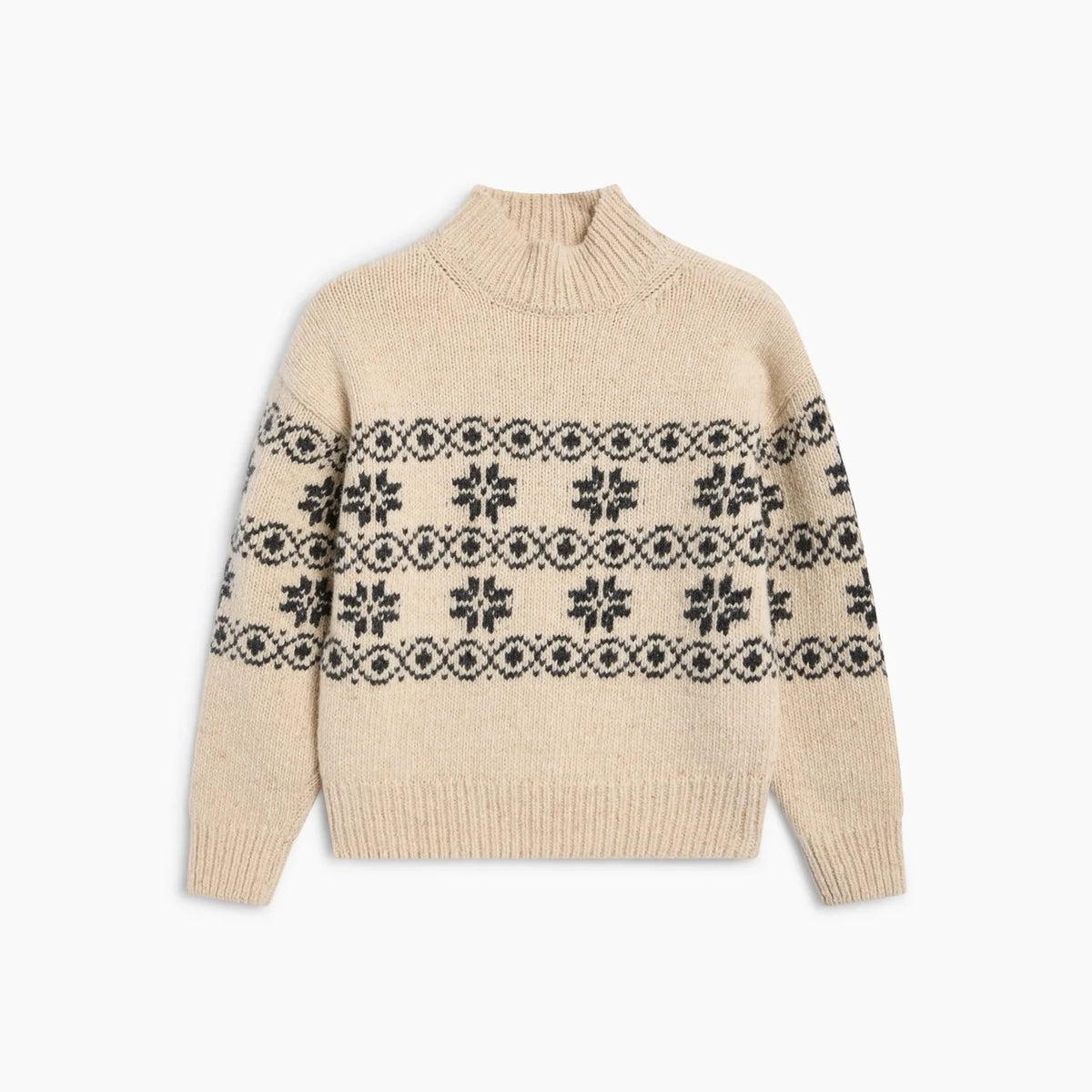 Boys & Girls White Jacquard Wool Sweater