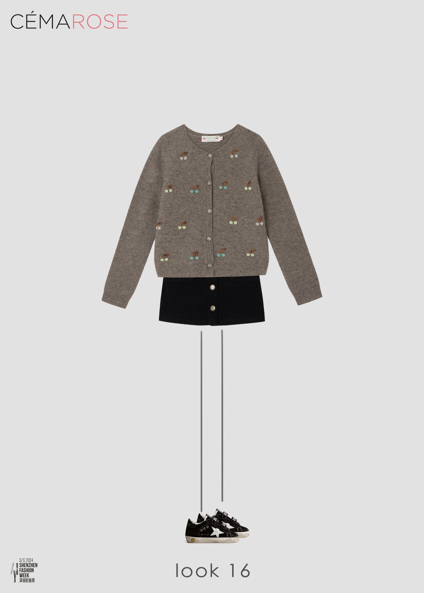 Girls Grey Logo Cashmere Cardigan