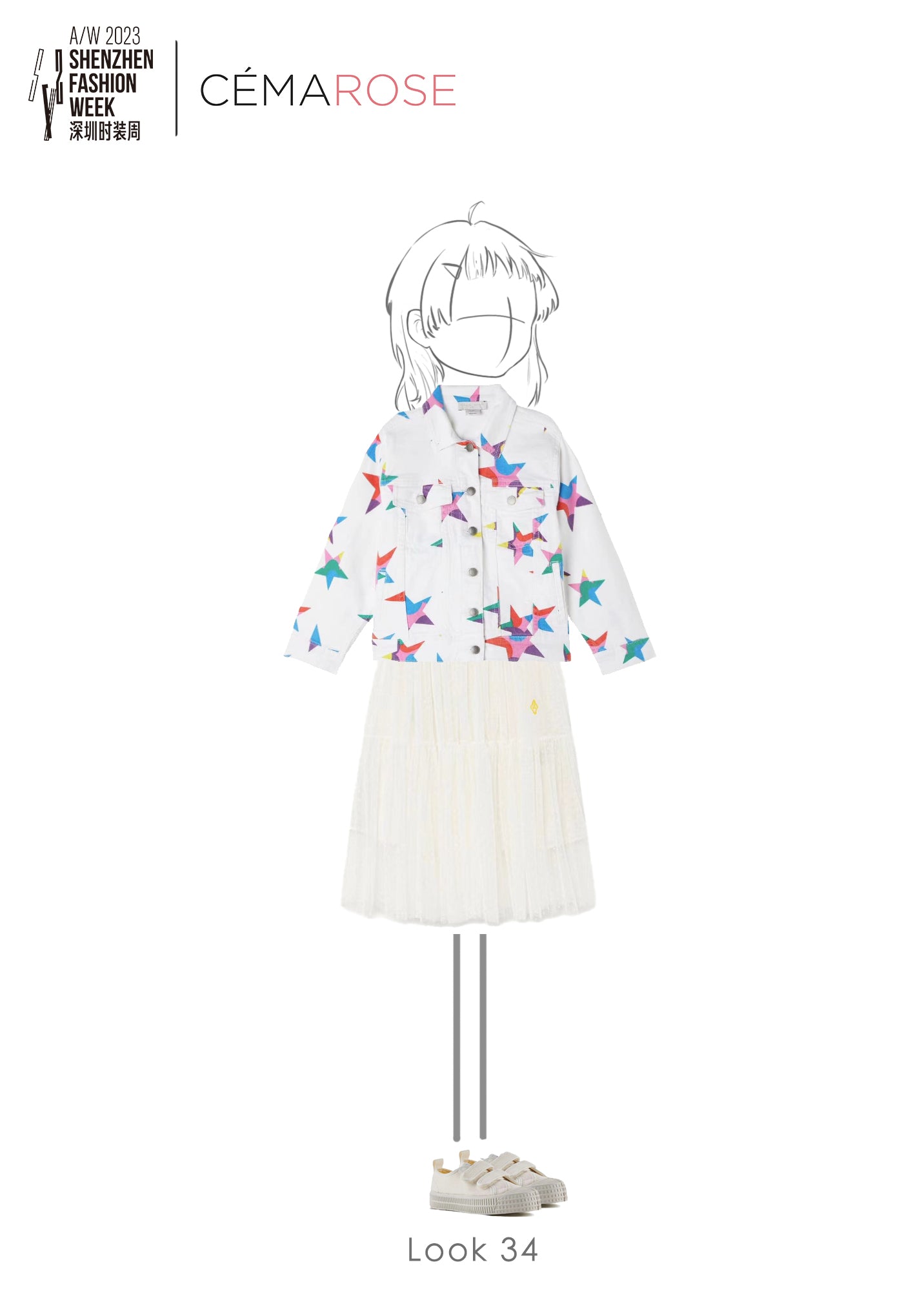 Girls White Star Jacket