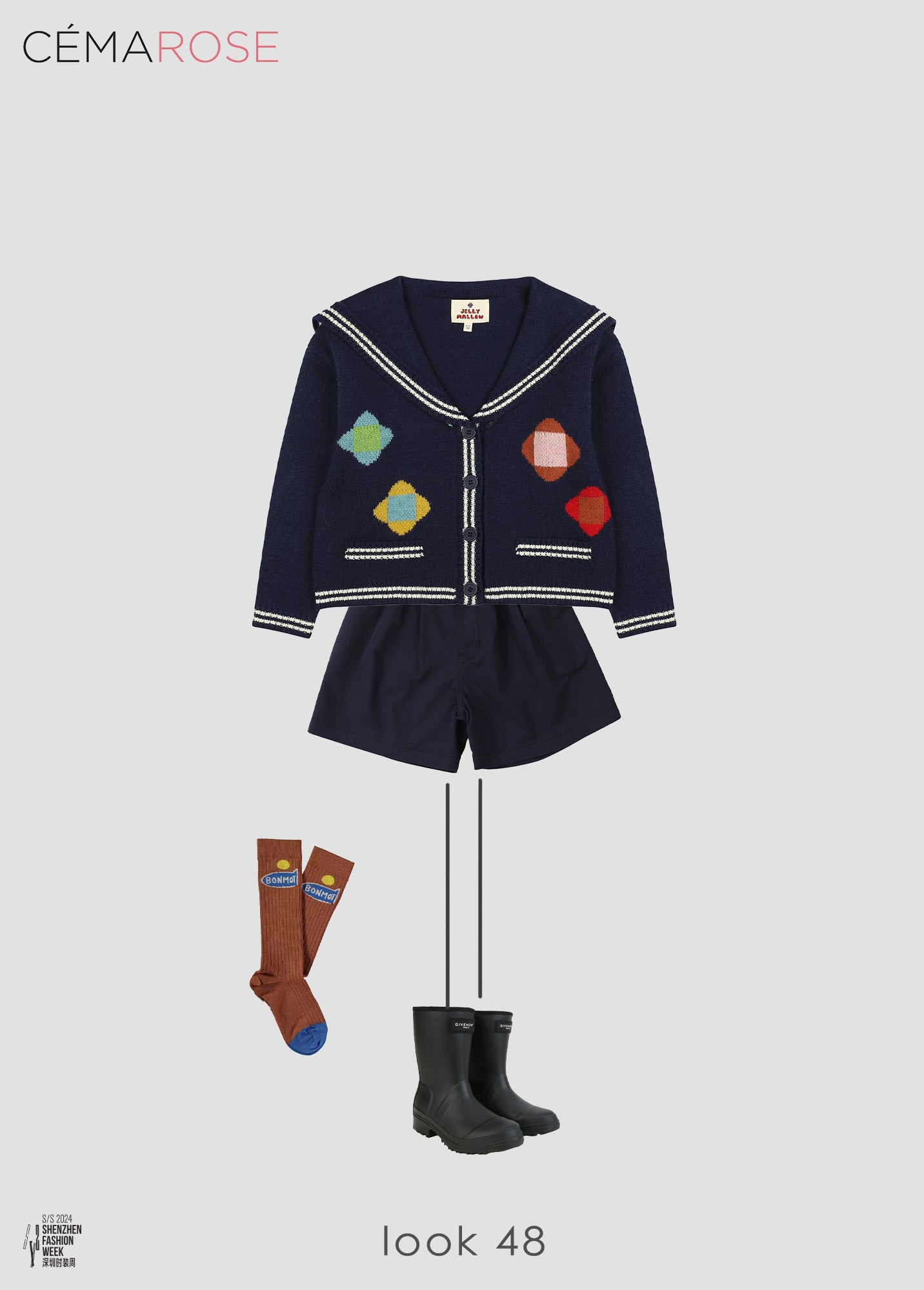Girls Navy Flower Cardigan