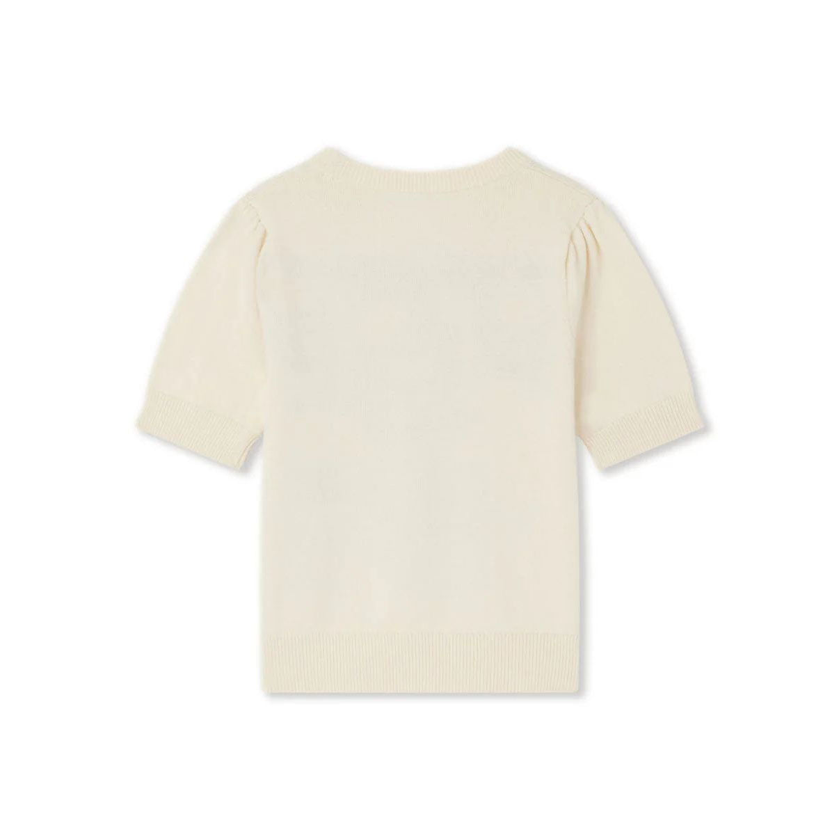 Girls White Jacquard Cotton Sweater