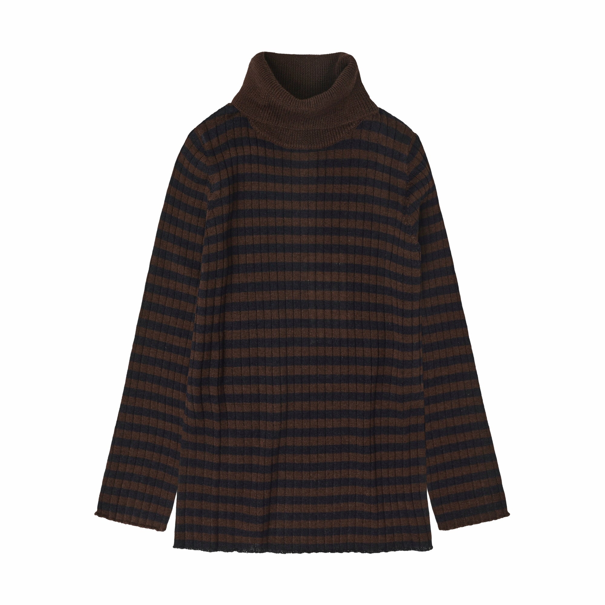 Boys & Girls Brown Stripes Wool Turtleneck