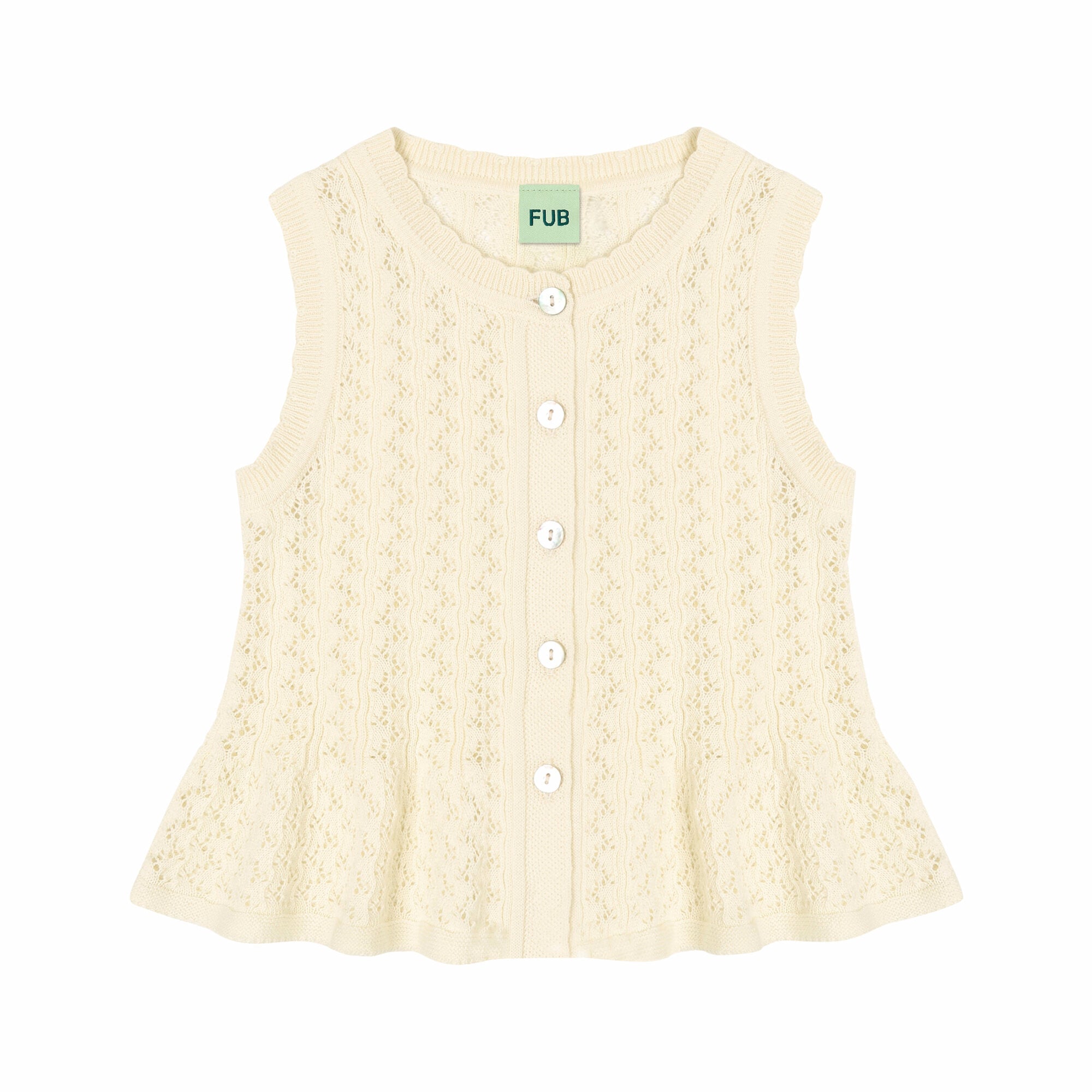Girls White Pointelle Cotton Vest