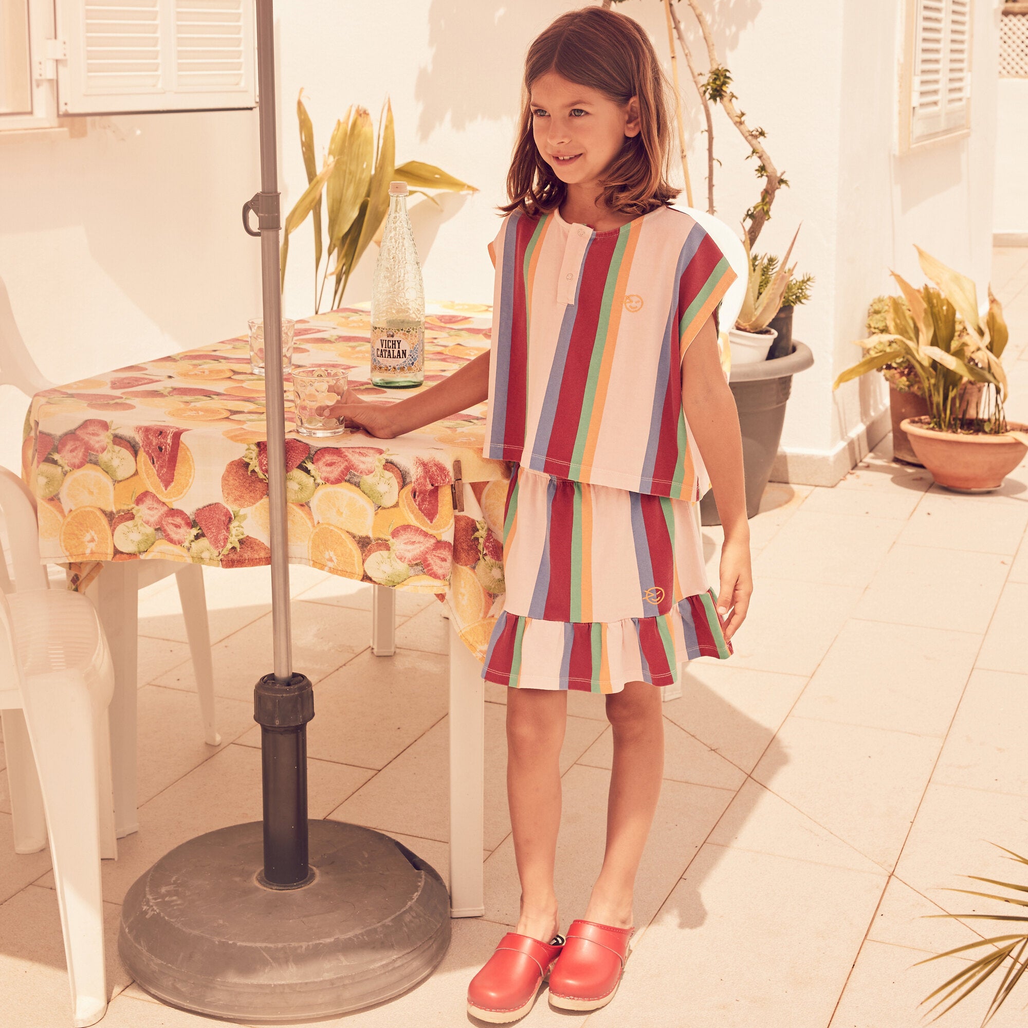 Girls Multicolor Stripes Cotton Top