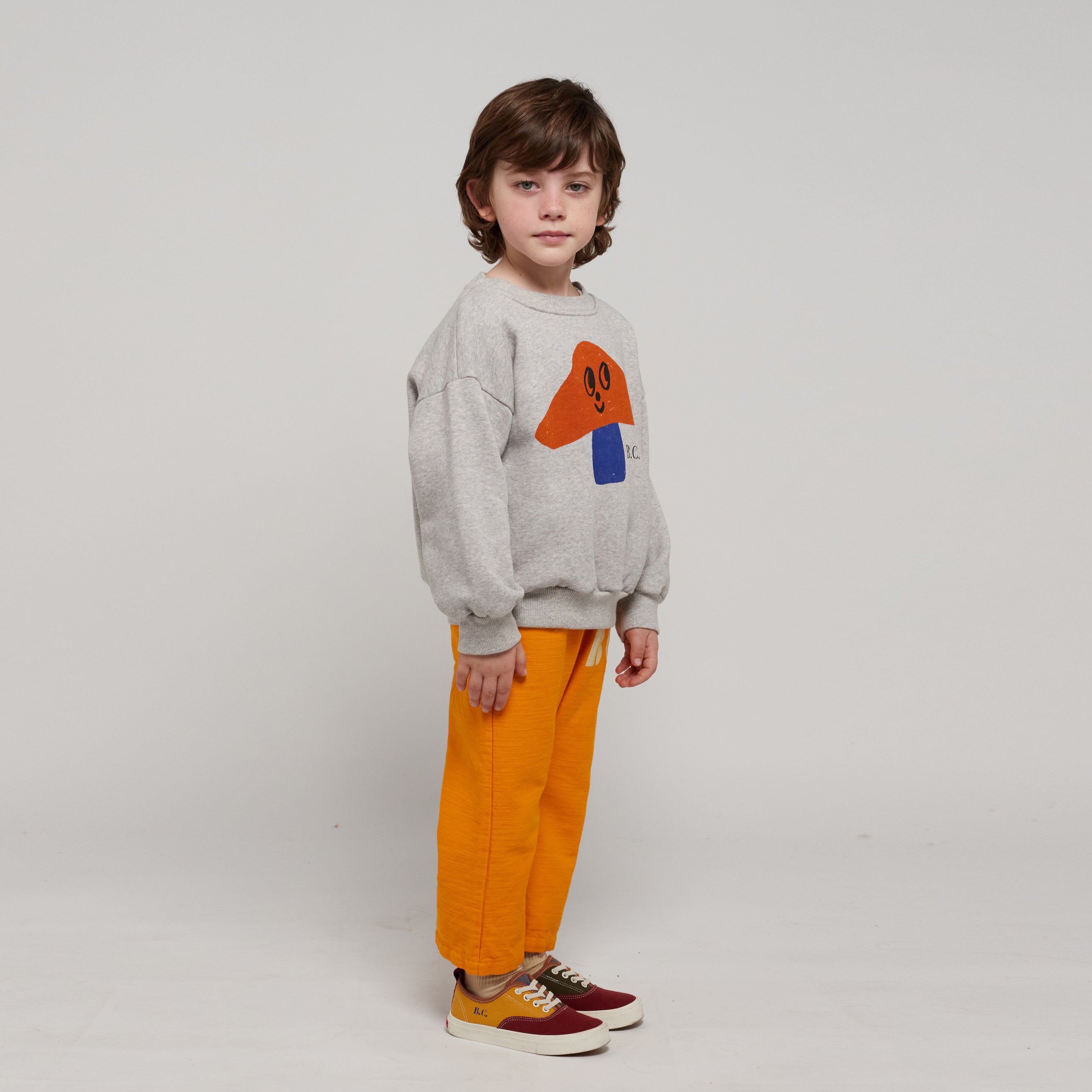 Boys & Girls Light Grey Printed Cotton Sweatshirt