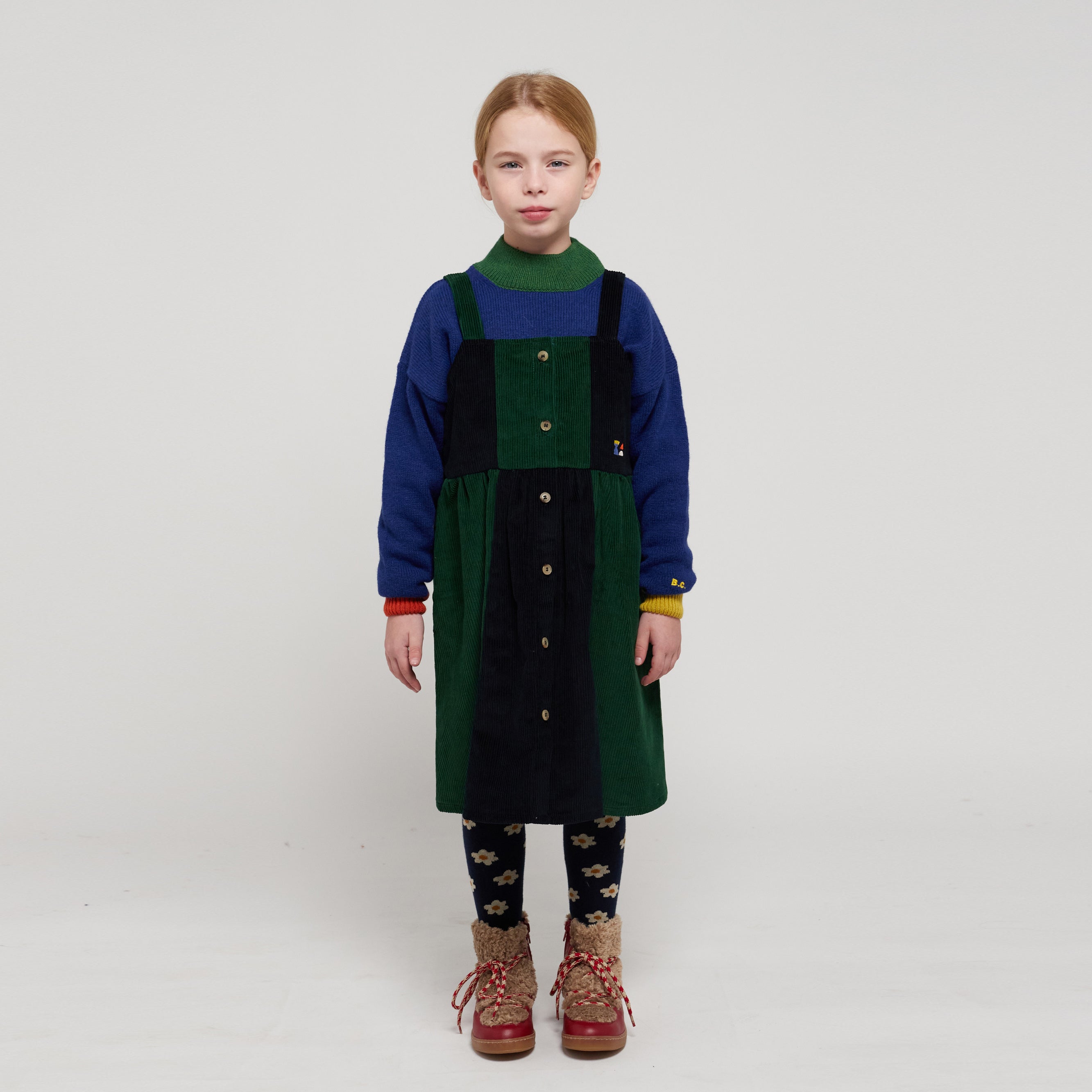 Girls Green Corduroy Dress