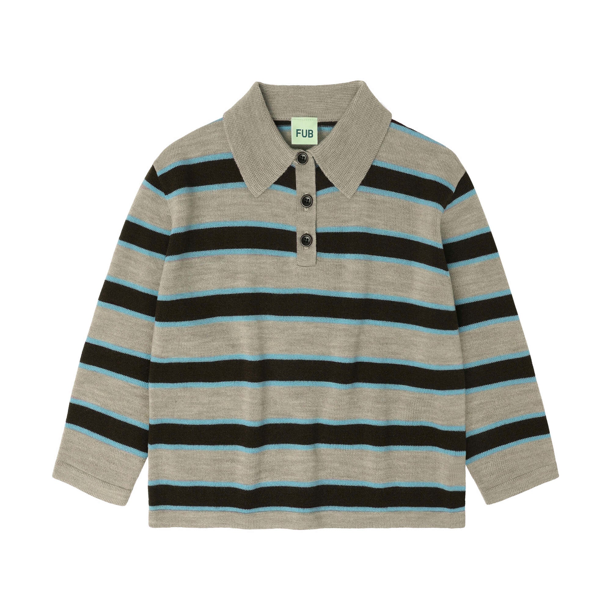 Boys & Girls Grey Stripes Wool Polo Shirt