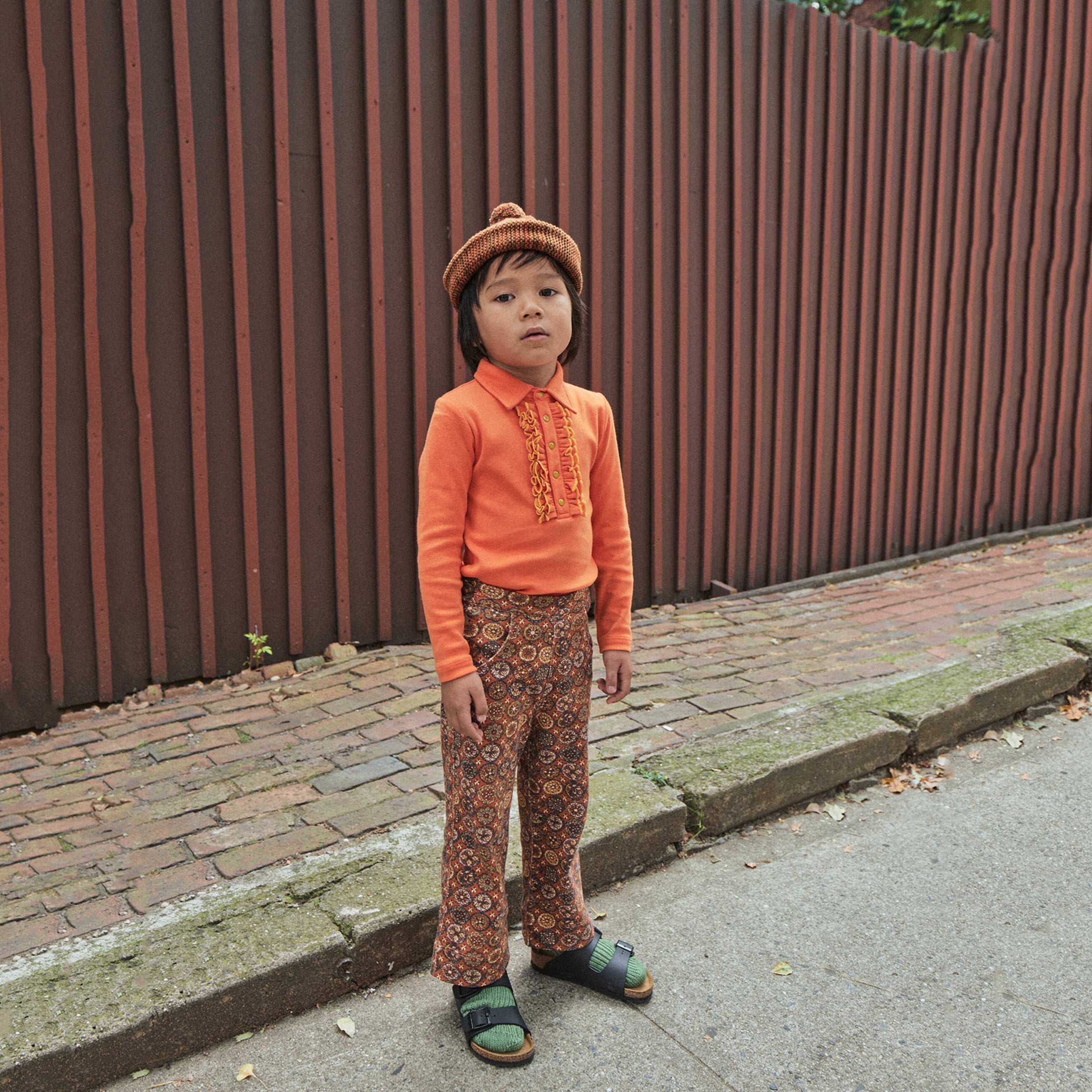 Girls Orange Cotton Polo Shirt