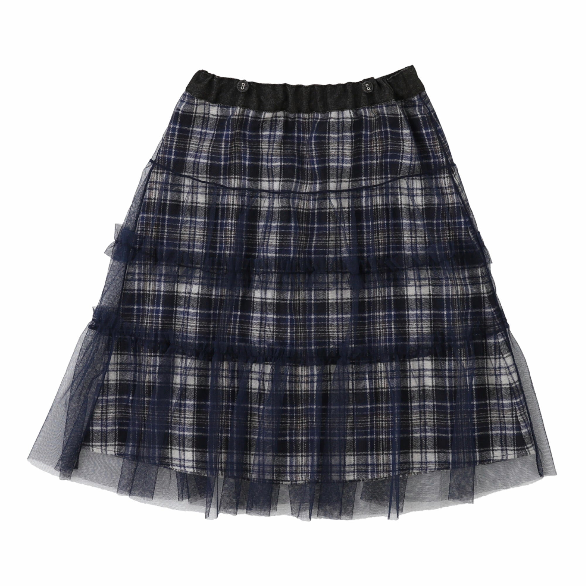 Girls Navy Check Skirt