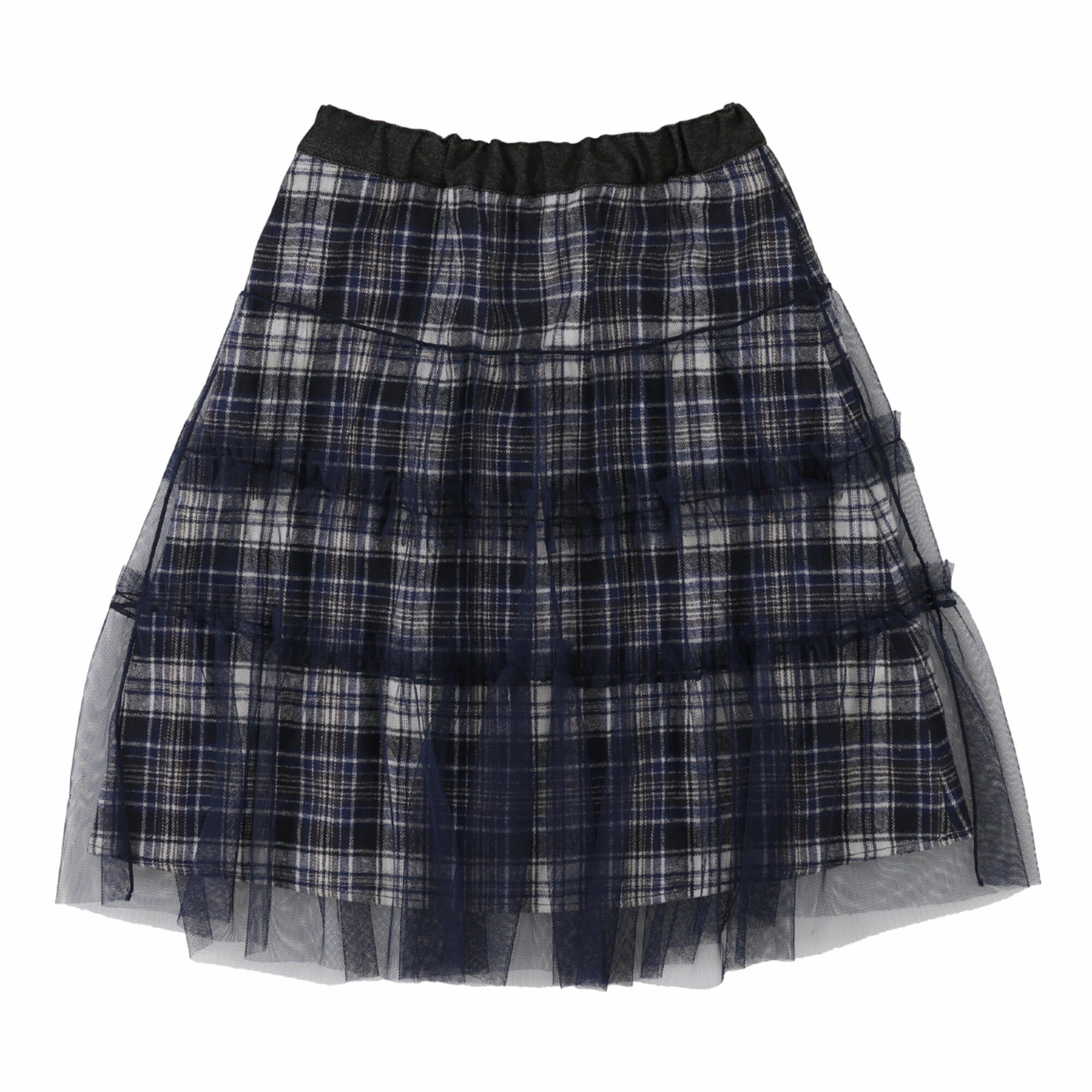 Girls Navy Check Skirt