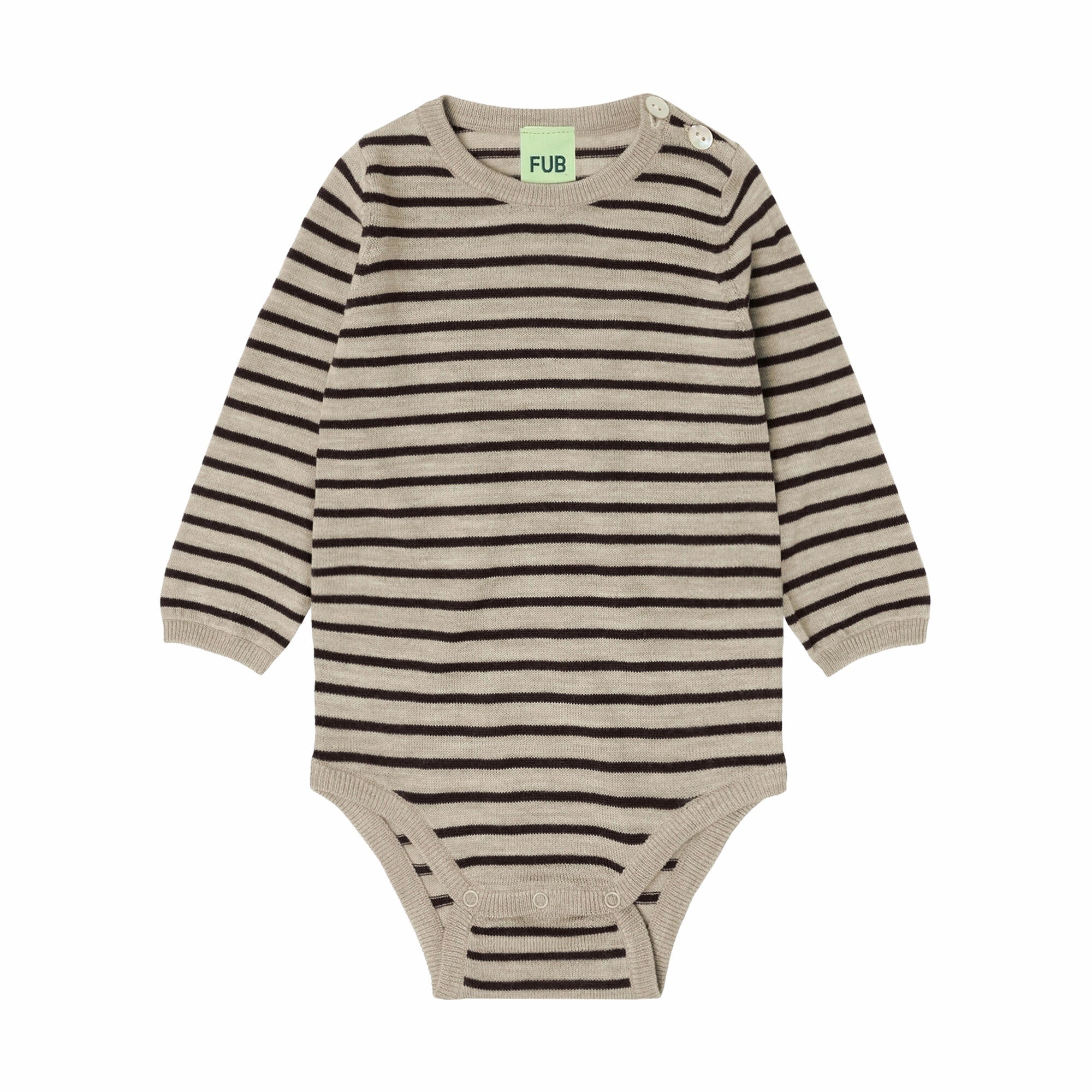 Baby Boys & Girls Beige Stripes Wool Babysuit