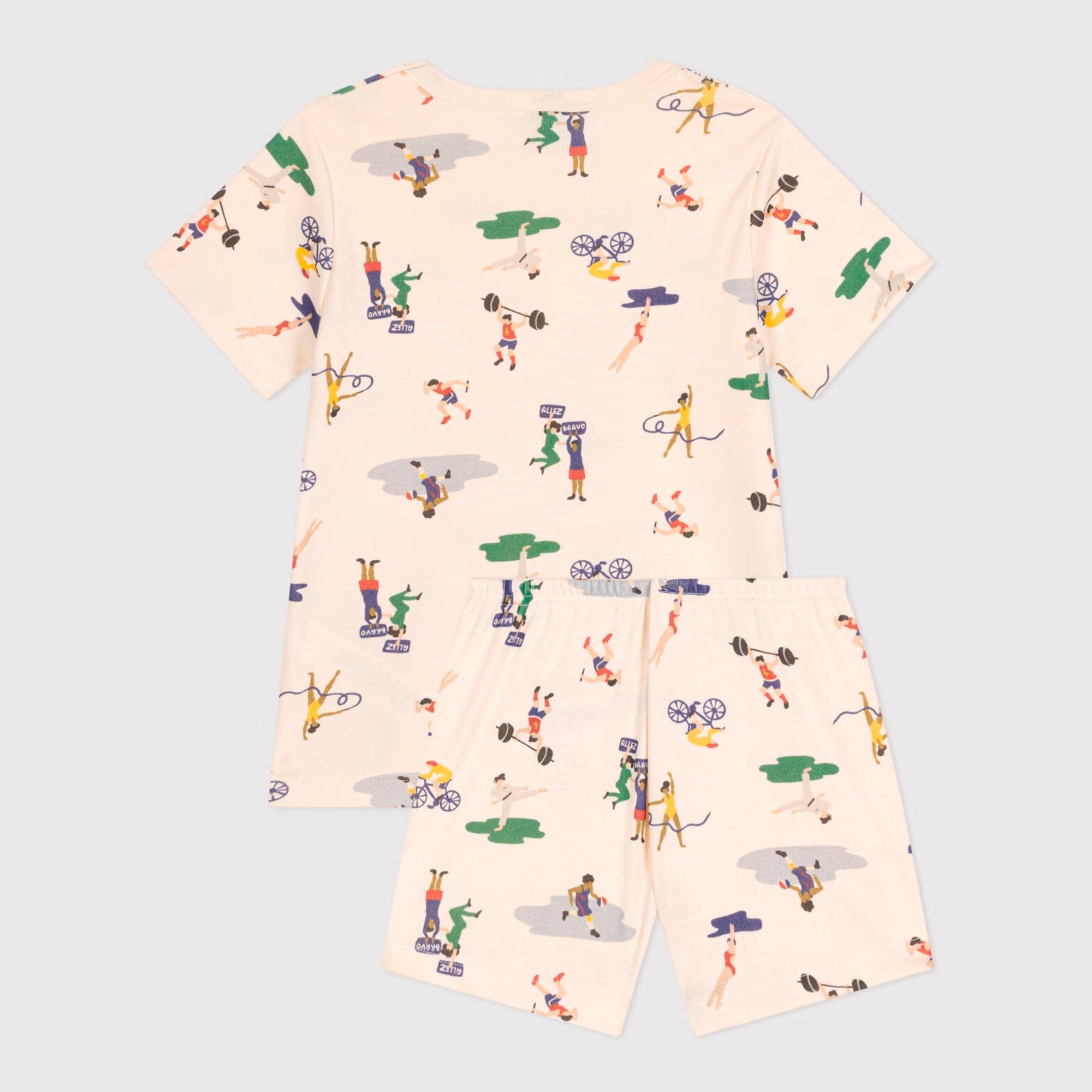 Girls Beige Printed Cotton Nightwear Set