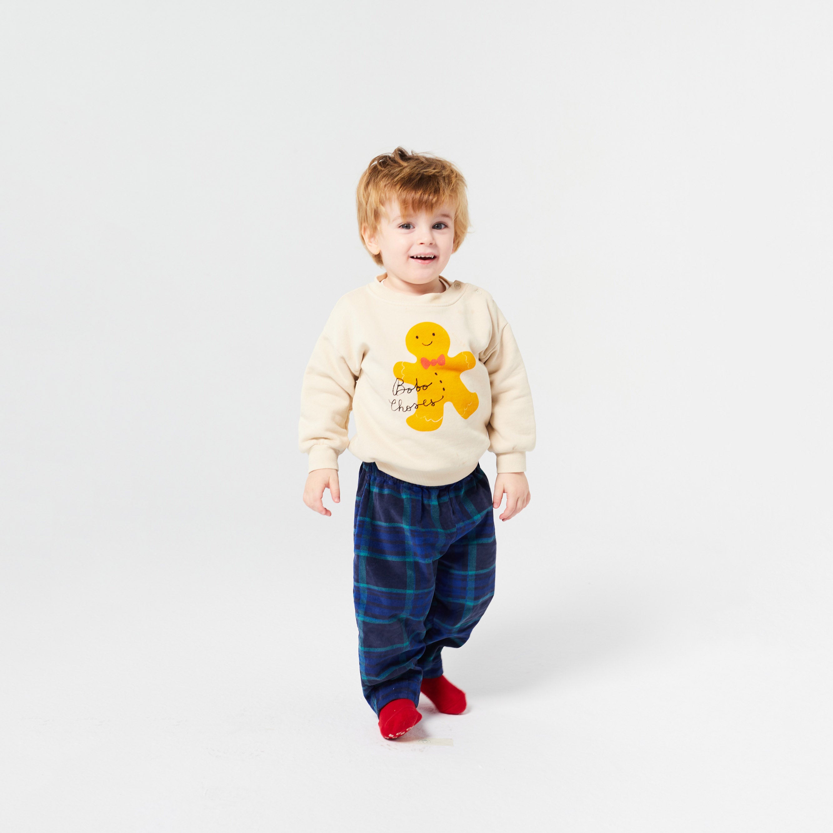 Baby Boys & Girls White Gingerbread Printed Cotton Sweatshirt