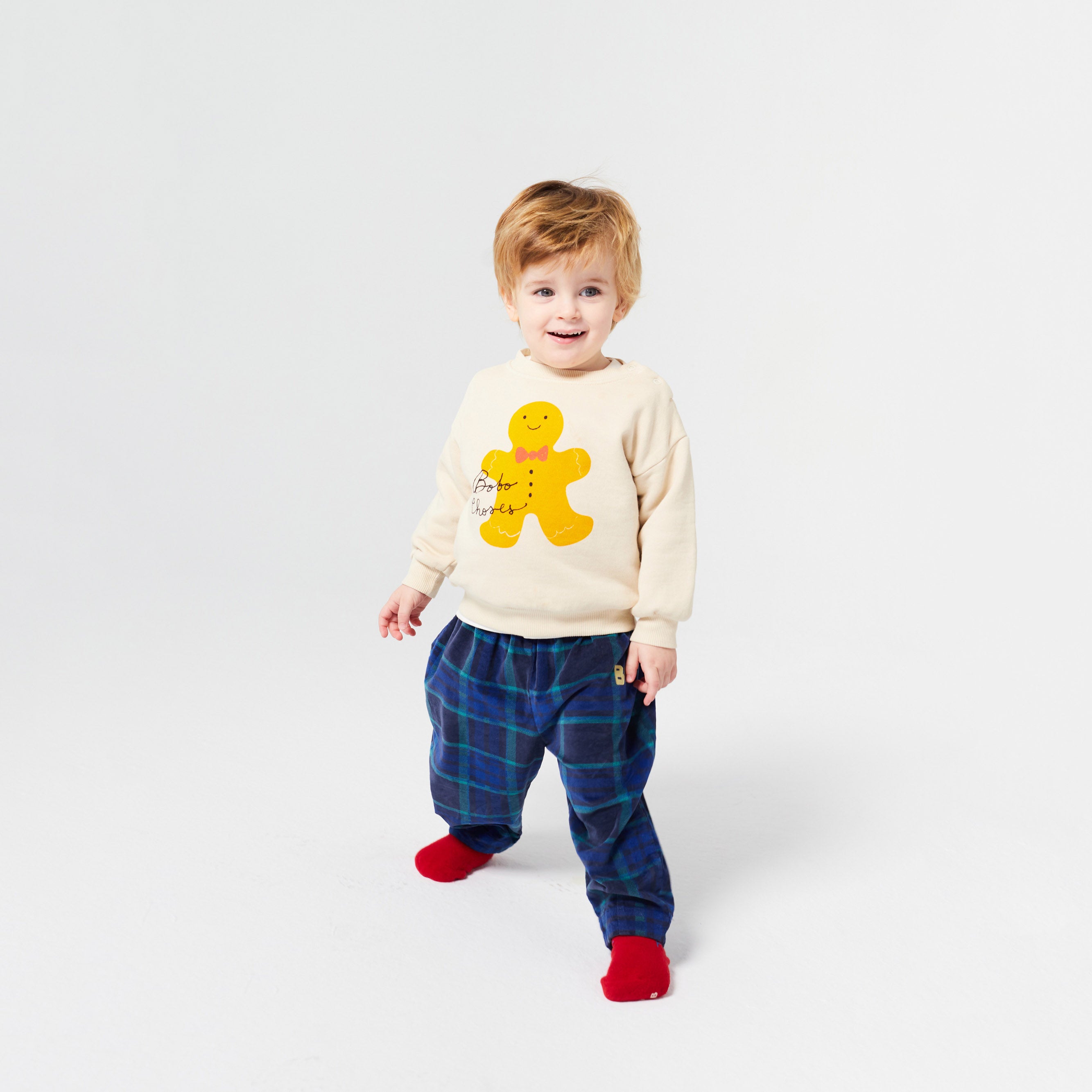 Baby Boys & Girls White Gingerbread Printed Cotton Sweatshirt