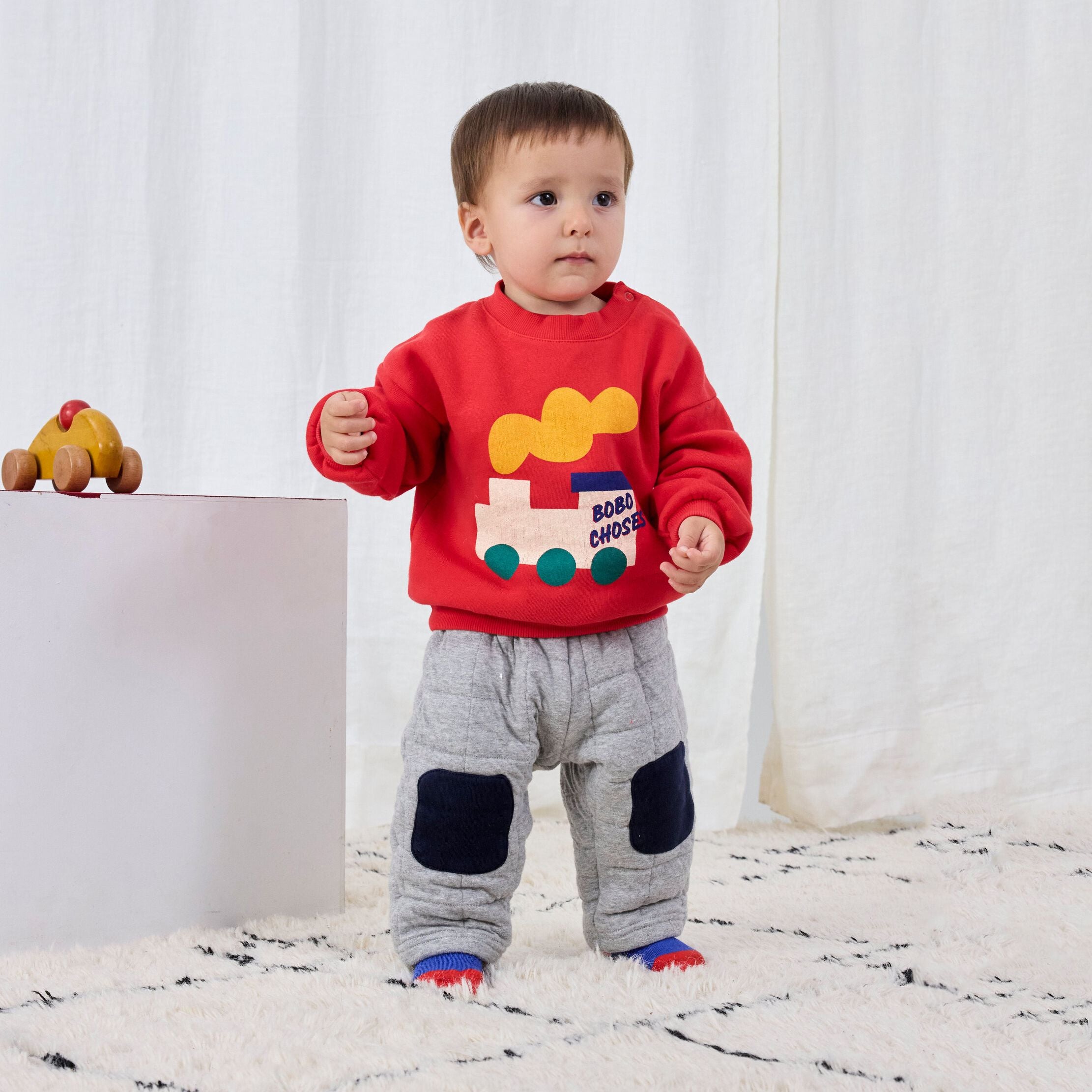 Baby Boys & Girls Red Printed Cotton Sweatshirt