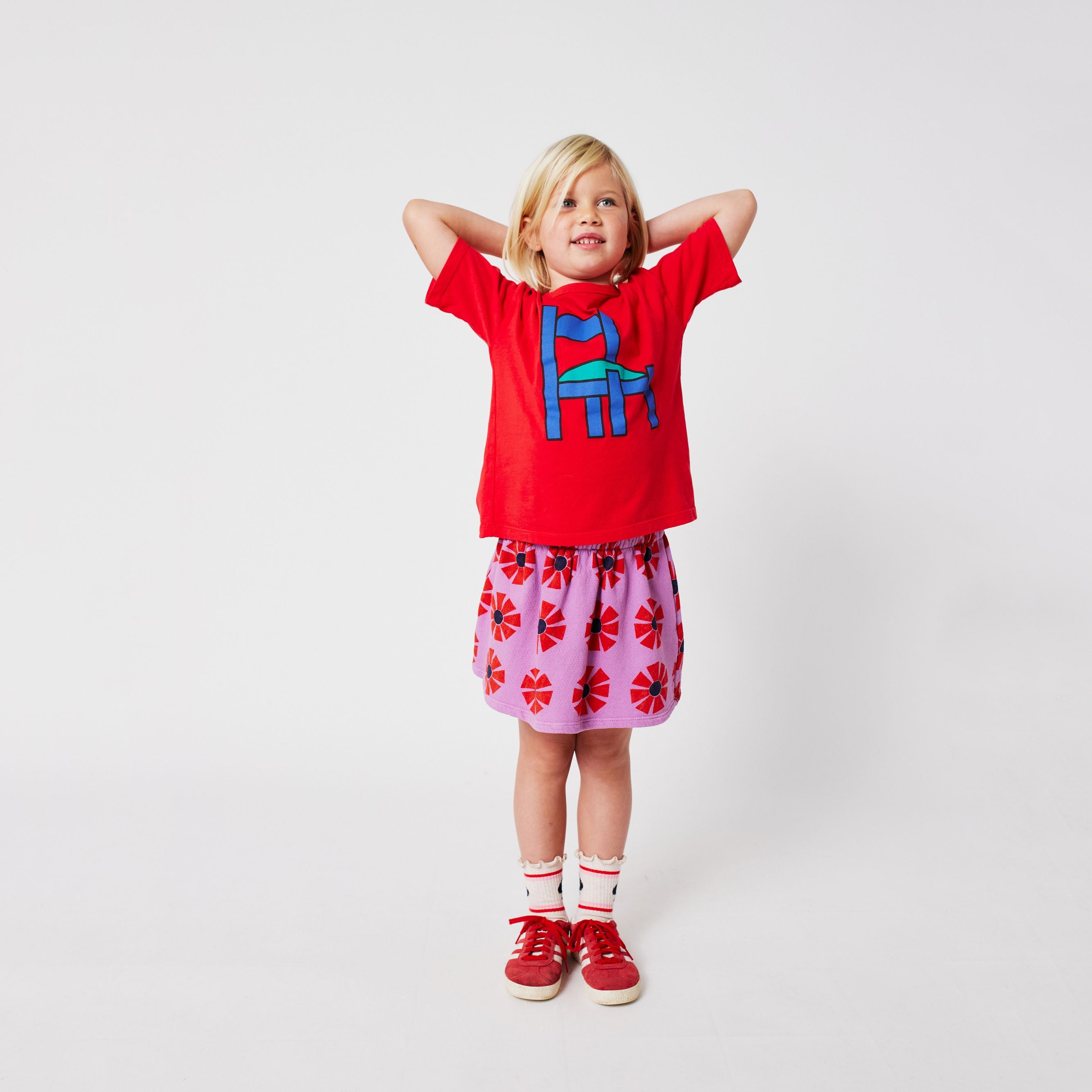 Boys & Girls Red Chair Printed Cotton T-Shirt