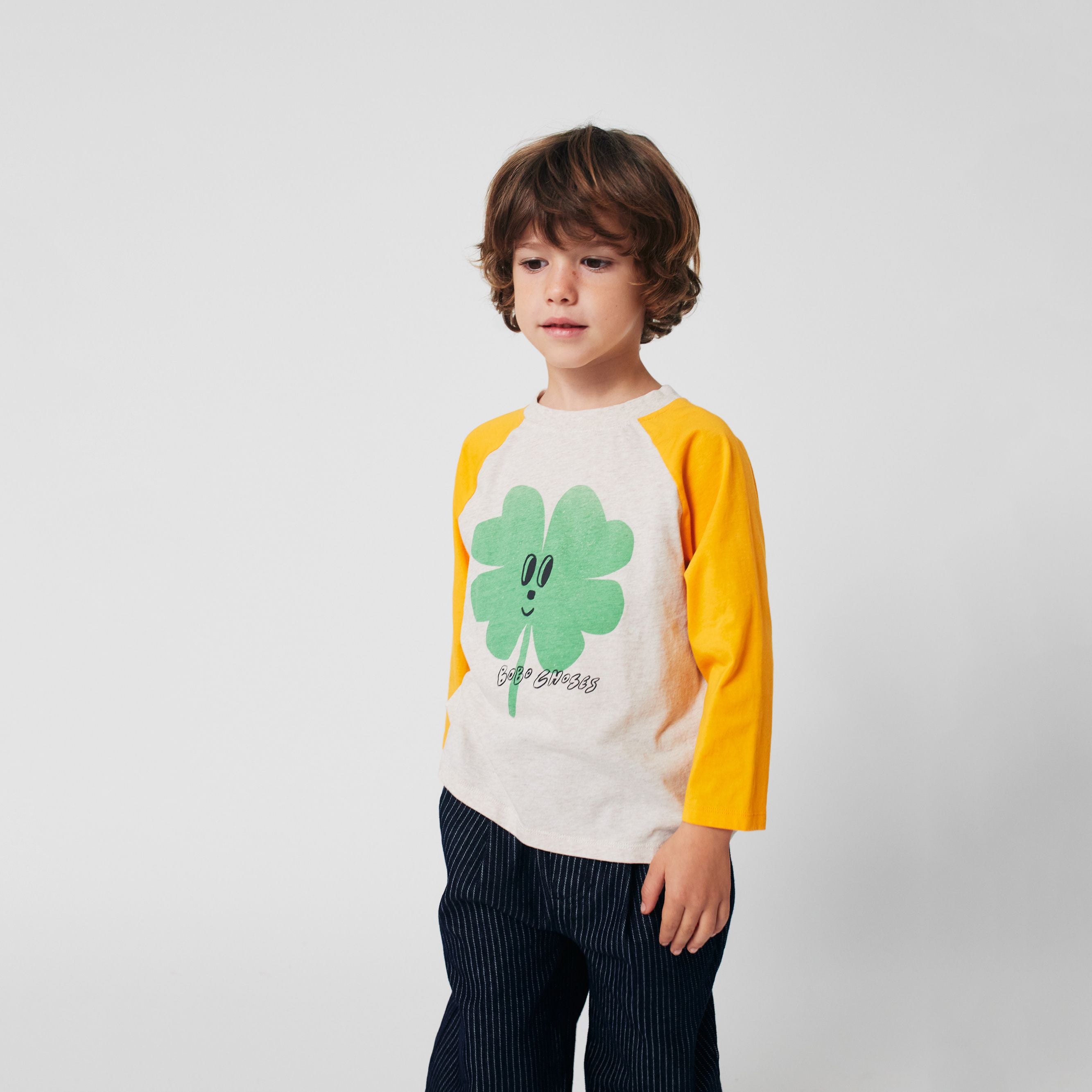 Boys & Girls Yellow Lucky Printed Cotton T-Shirt