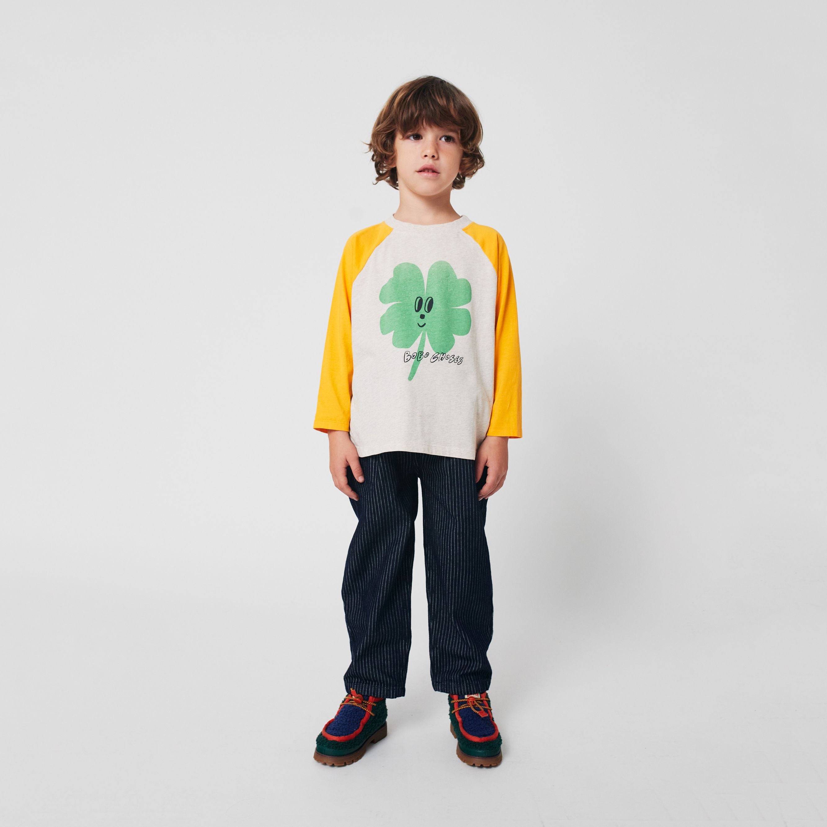Boys & Girls Yellow Lucky Printed Cotton T-Shirt