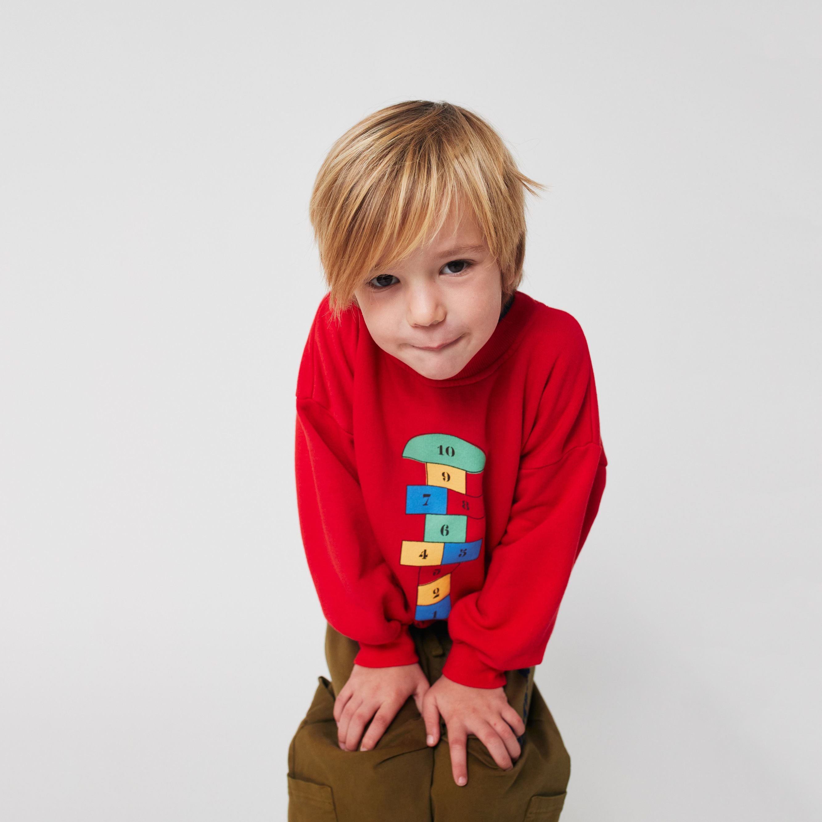 Boys & Girls Red Printed Cotton Sweatshirt