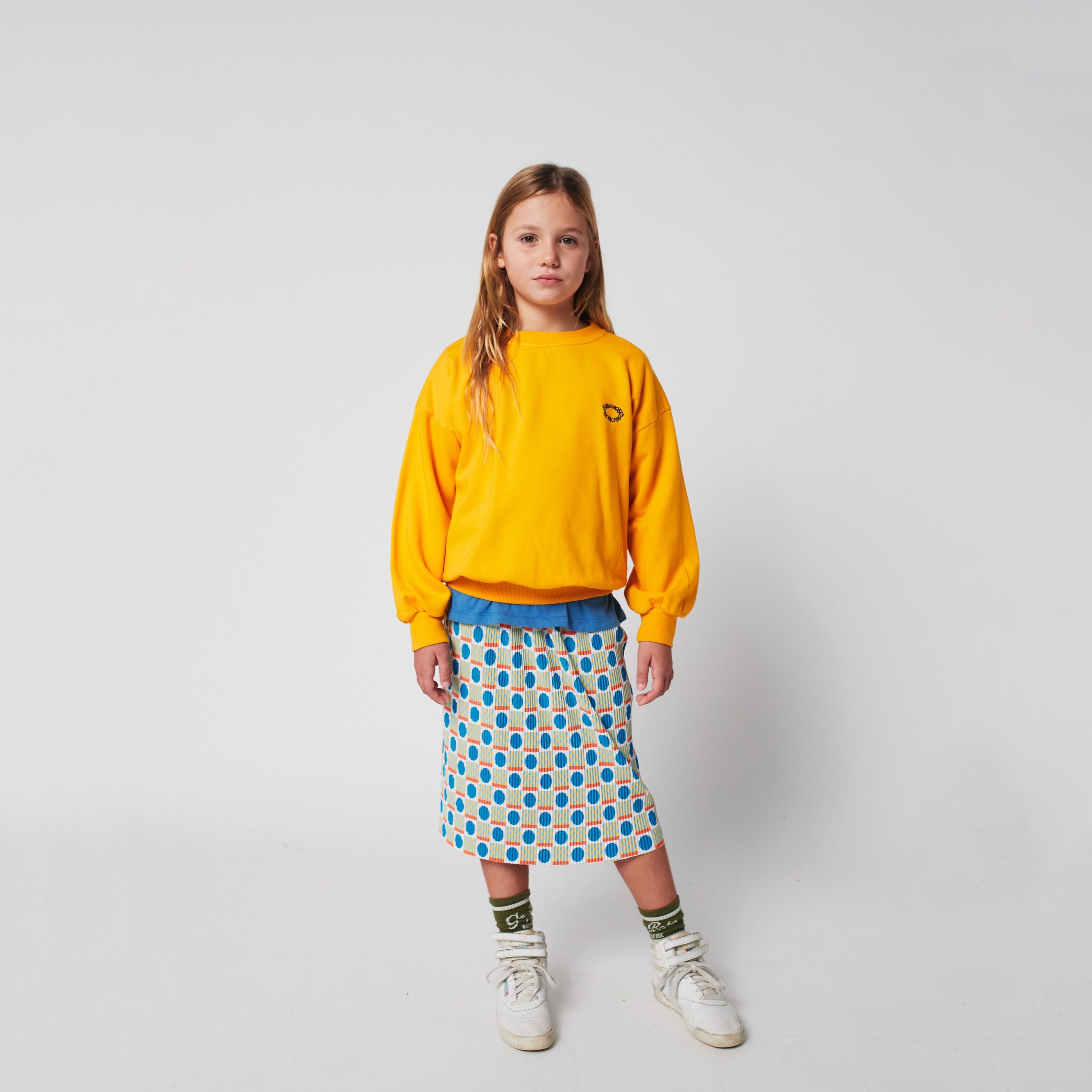 Girls Blue Dots Printed Skirt