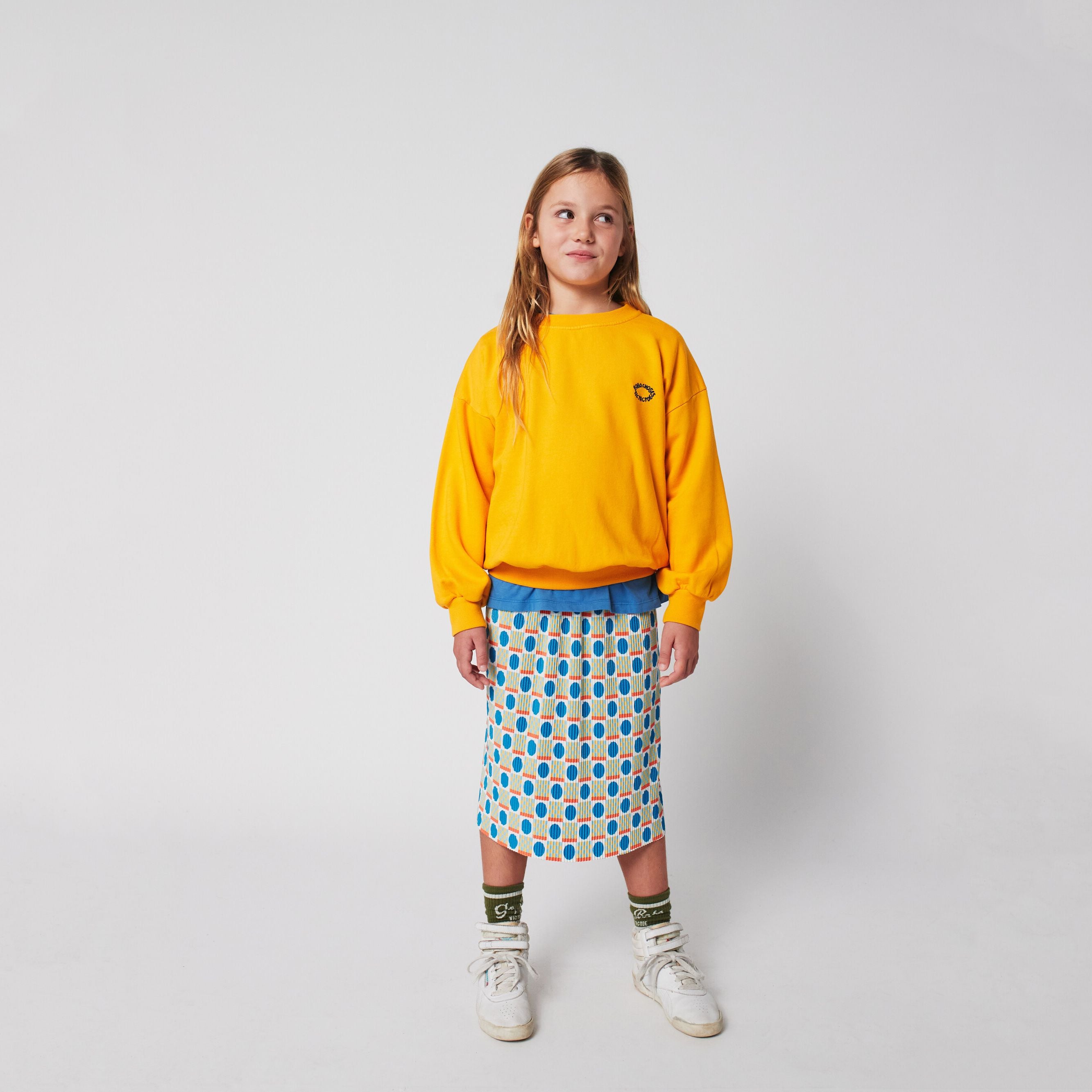 Girls Blue Dots Printed Skirt